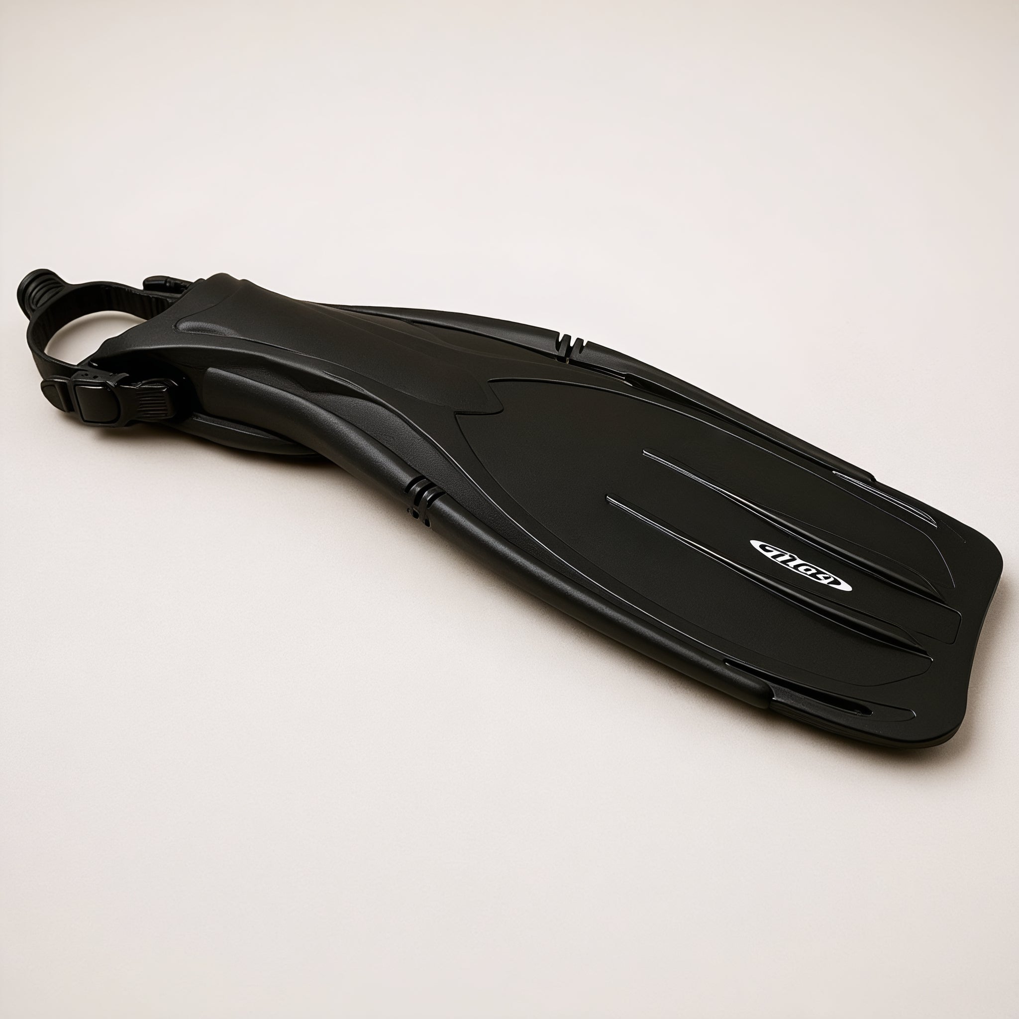 Tilos Torrent Tech Fins in black — side view showing blade profile