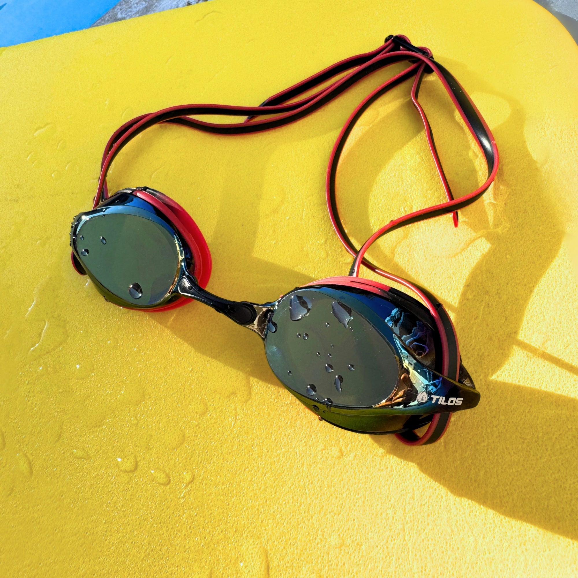 Tilos Vynix Triathlon/Swimming Goggles in black — swim goggles showing lens and silicone gasket