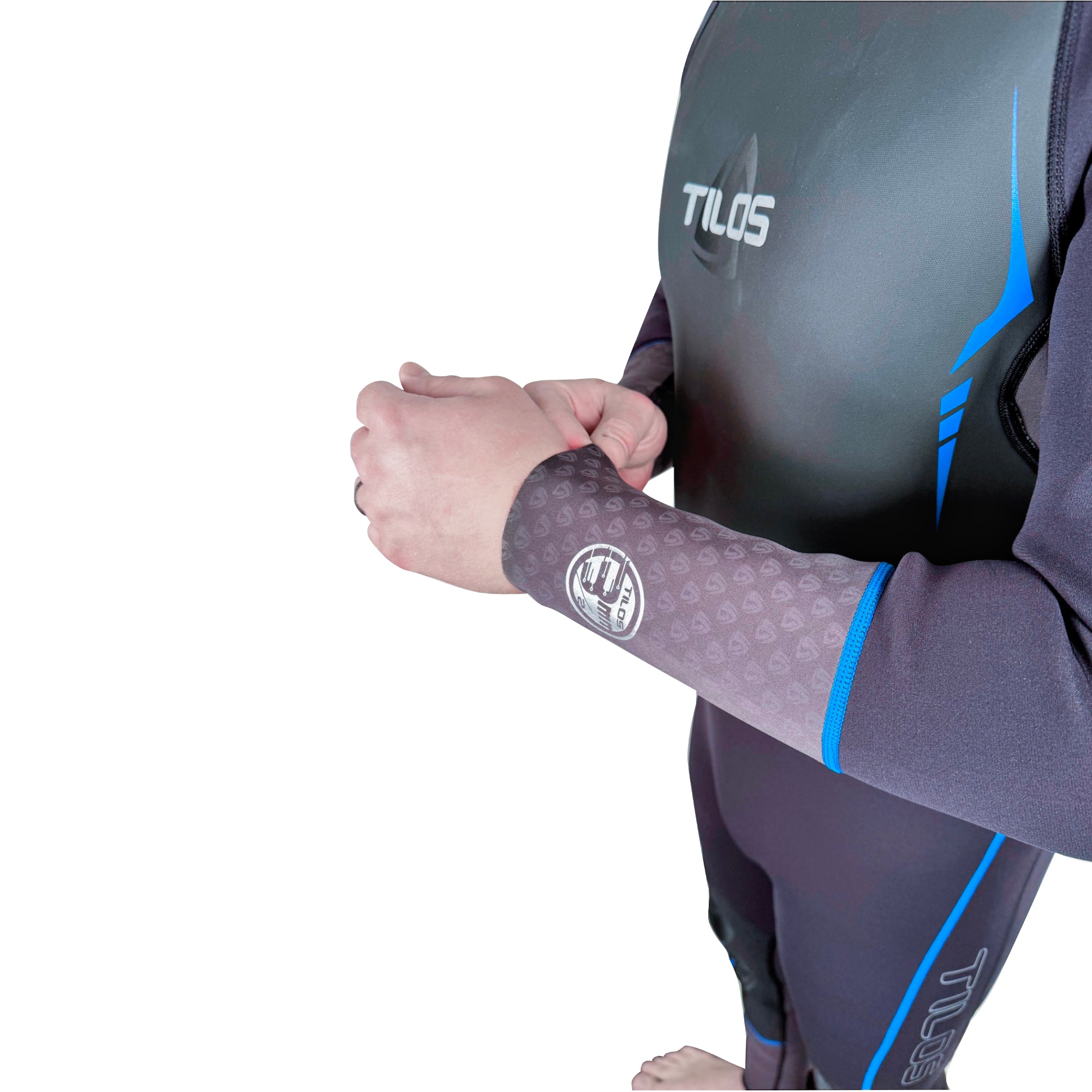 Tilos Men's 3/2mm Spurr Supreme Jumpsuit in black — back view showing zipper