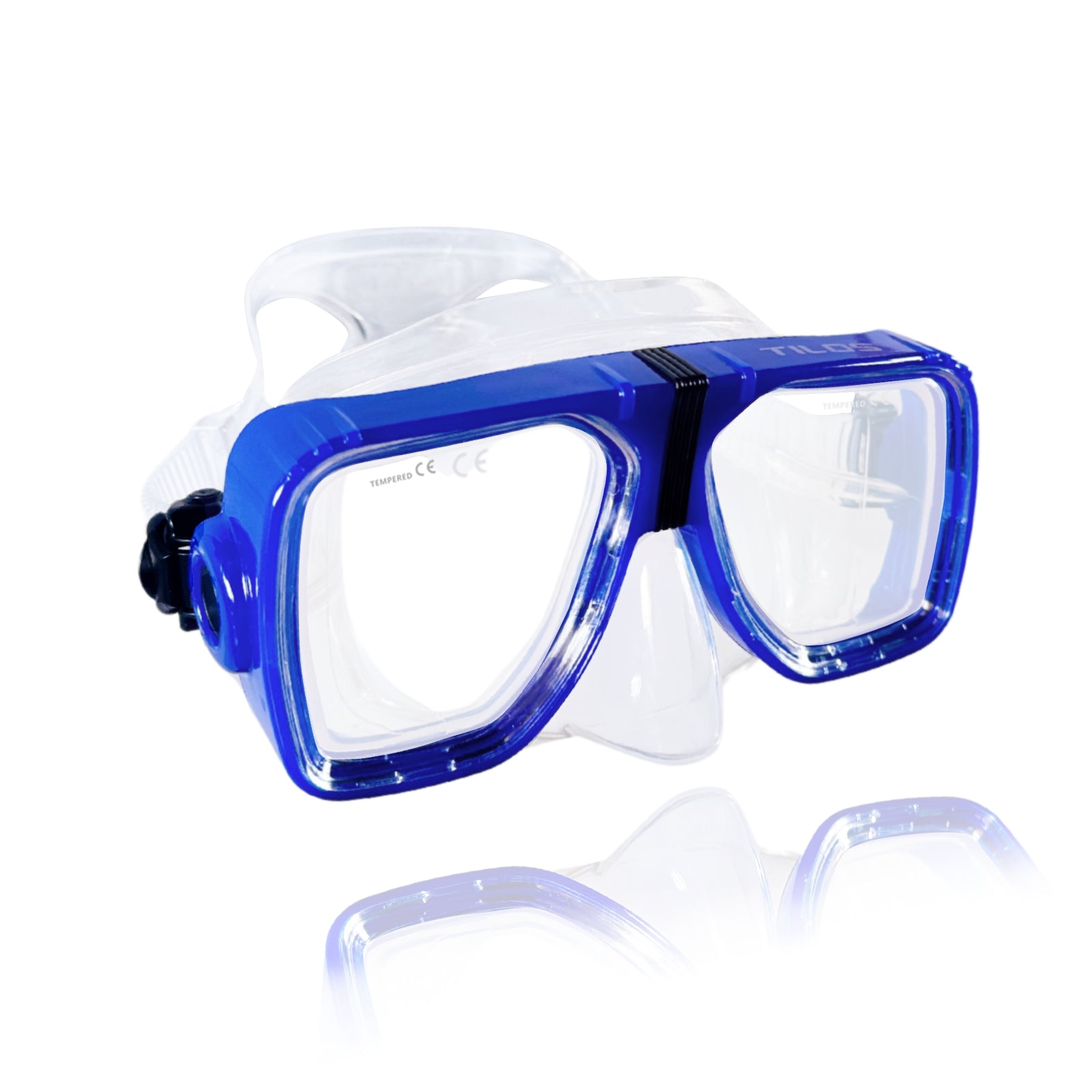Diver wearing the Tilos Universal Dive Mask underwater
