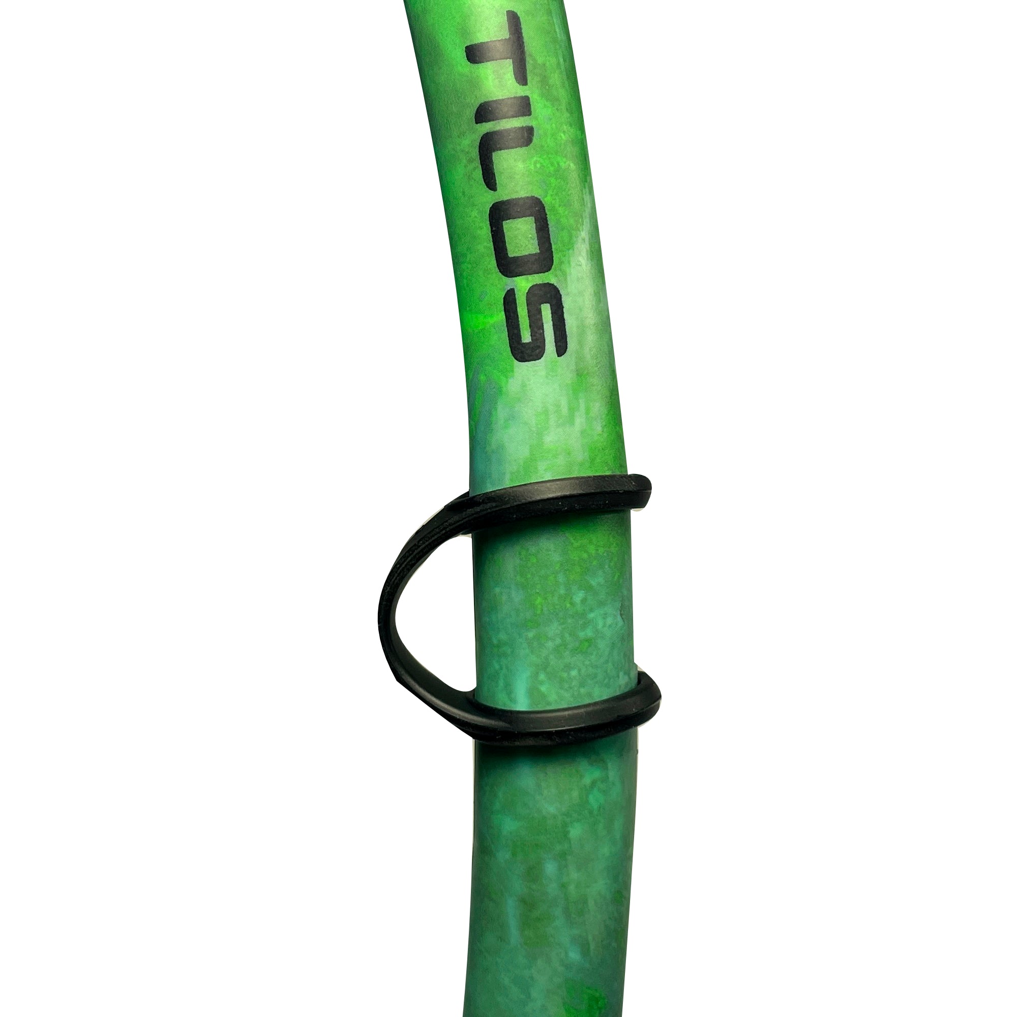 Tilos Spawn Camo Open-Top Snorkel — side profile showing skirt and strap