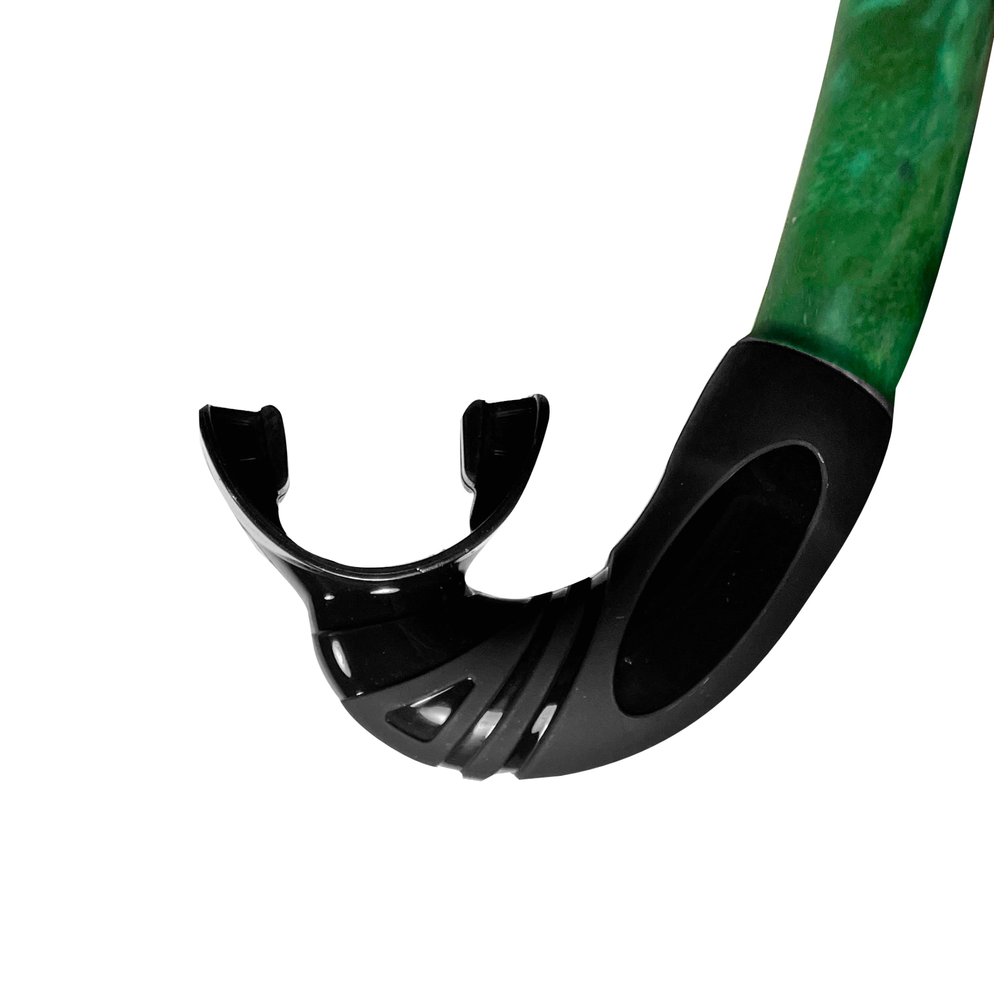 Tilos Spawn Camo Open-Top Snorkel — side profile showing skirt and strap