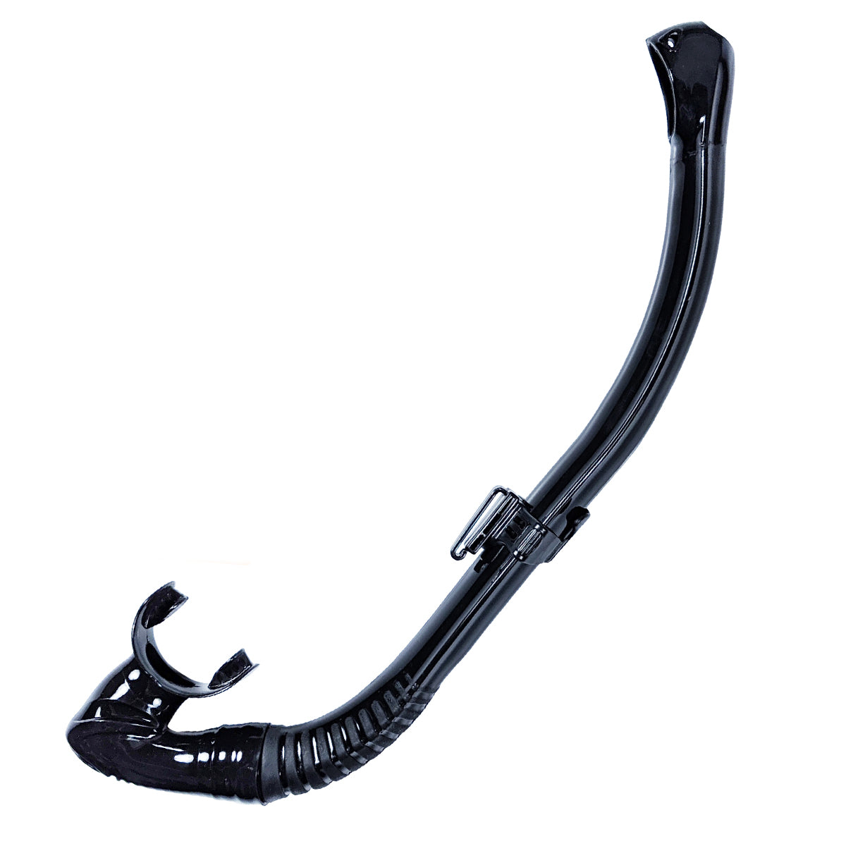 Tilos Spiral Foldable Backup Snorkel in black — classic J-style snorkel