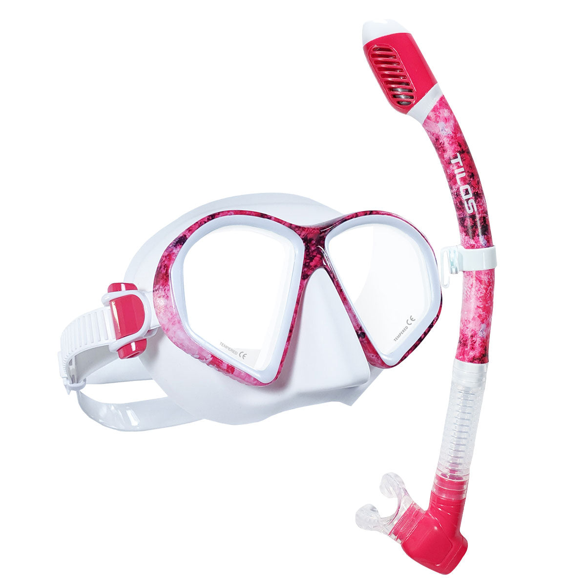 Snorkeler using the Tilos Spawn Mask Snorkel Set set at the surface