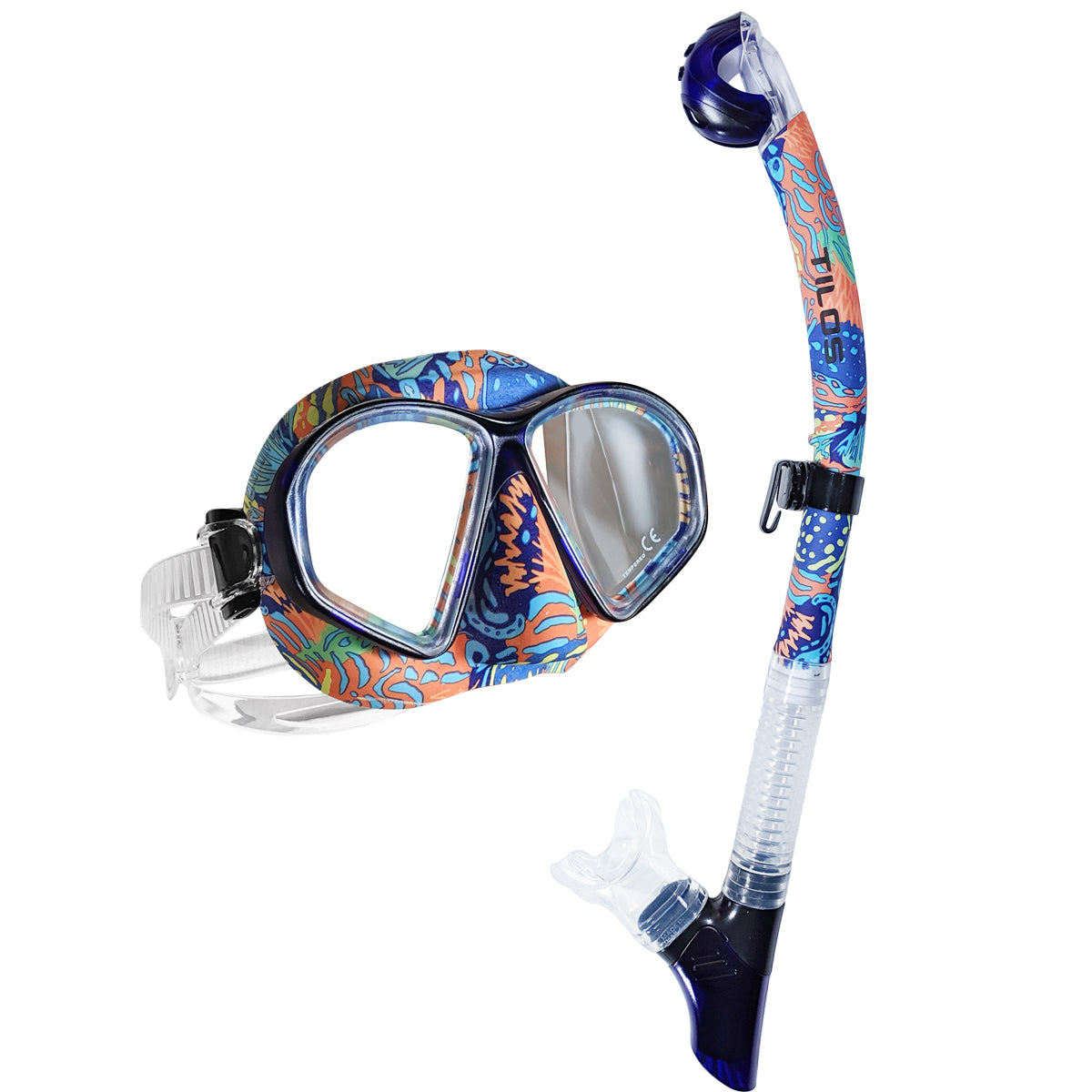 Snorkeler using the Tilos Spawn Mask Snorkel Set set at the surface