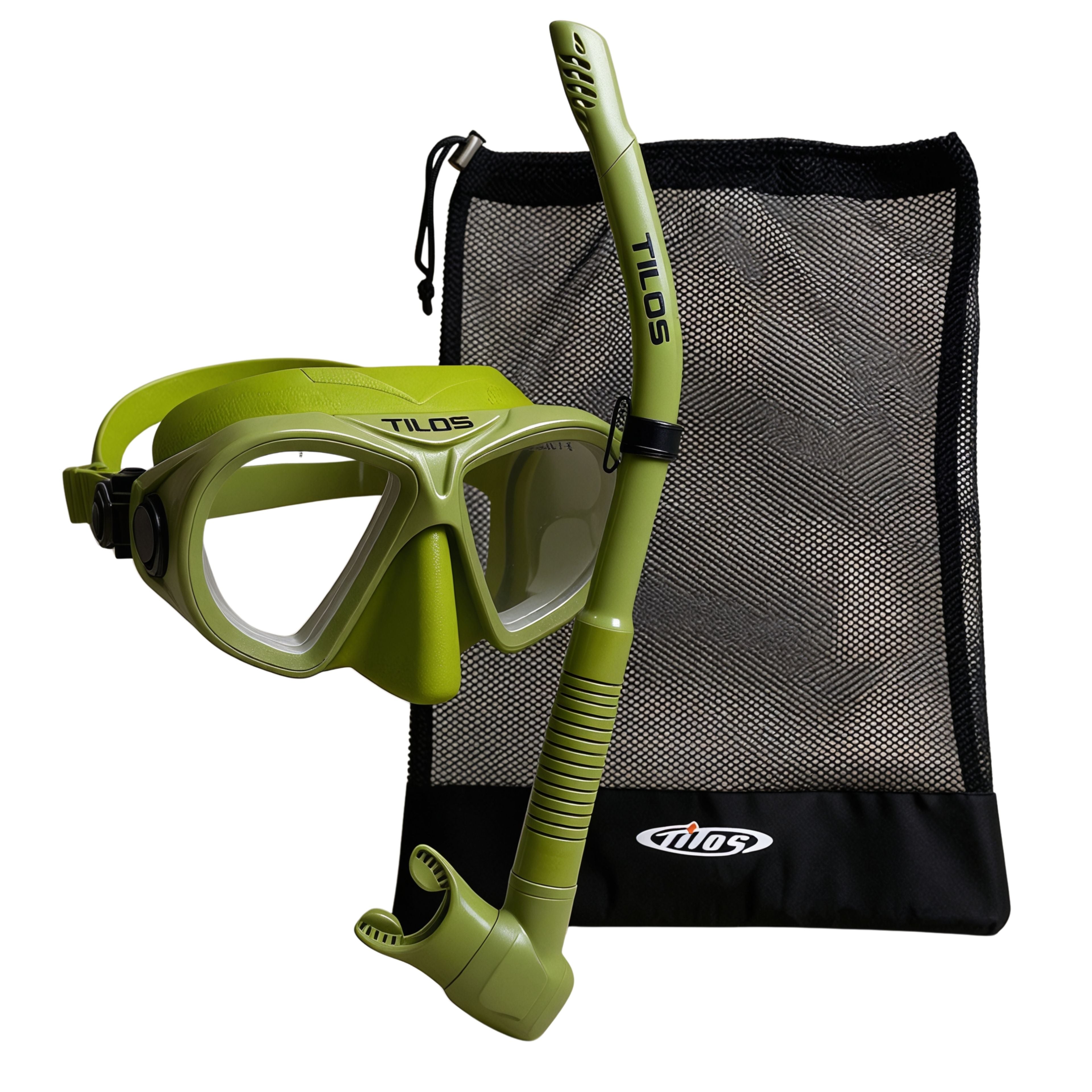 Aquastalk Mask with Hi-Flow II Semi-Dry Snorkel — Tilos