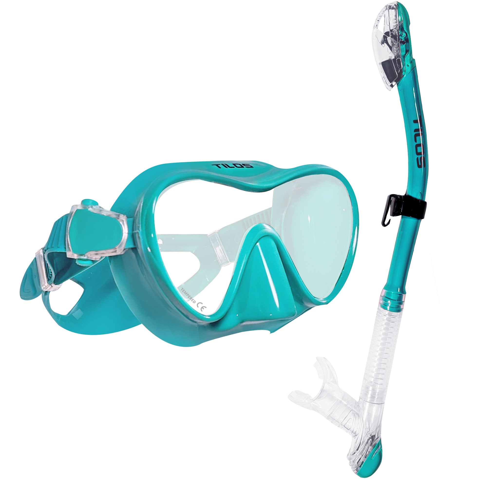 Tilos CoveOps Mask with Ari Dry Snorkel Combo Set in green — mask and snorkel set, product view