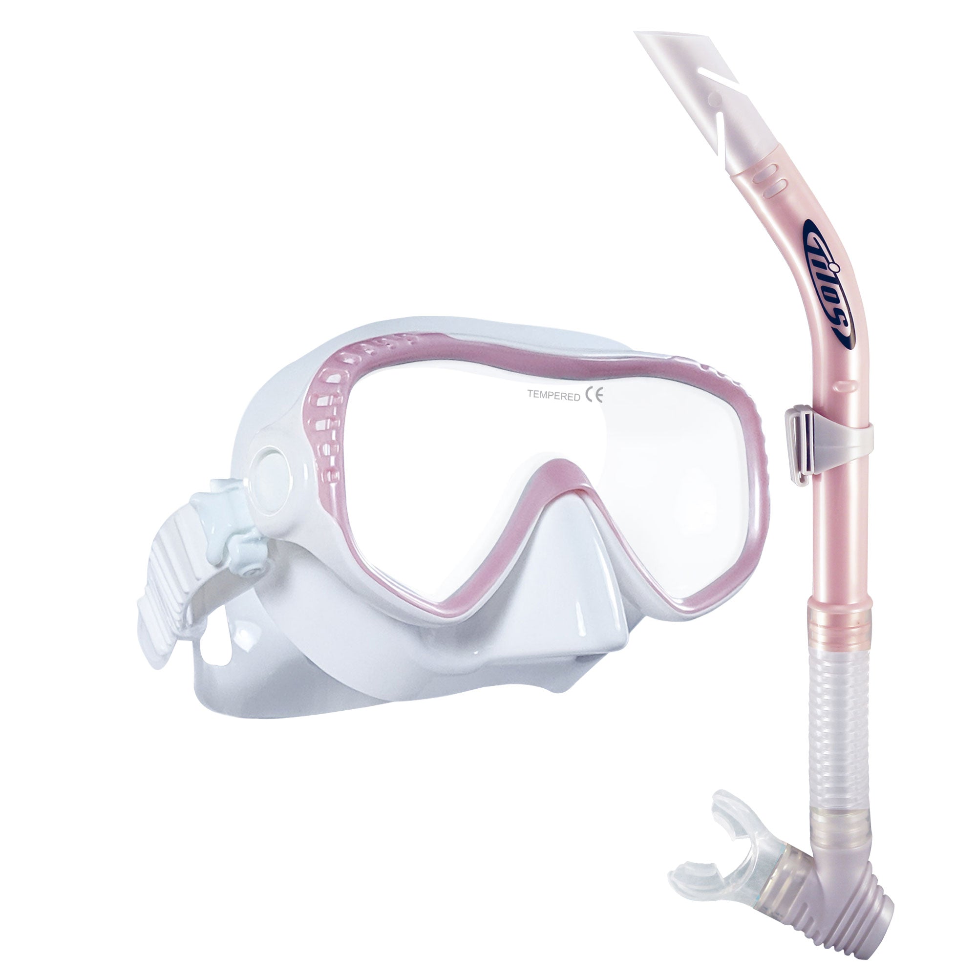 Tilos Visionary II Mask with Splash Snorkel Combo Set in pink — mask and snorkel set, alternate view