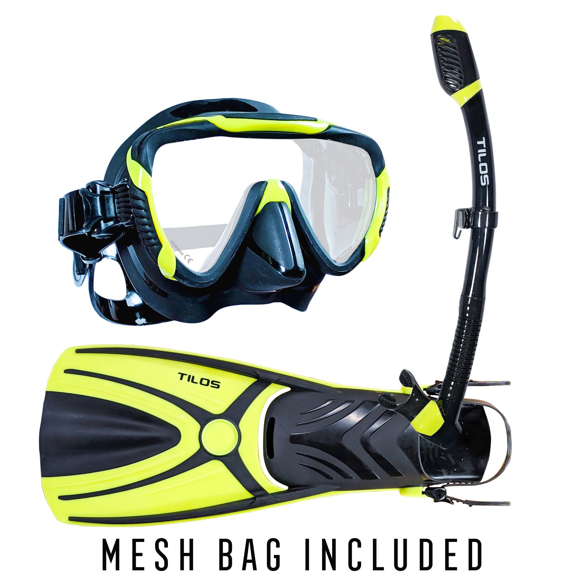 Morphi Mask with Diver Sleek Dry Snorkel and Aubade Fins Package — Tilos
