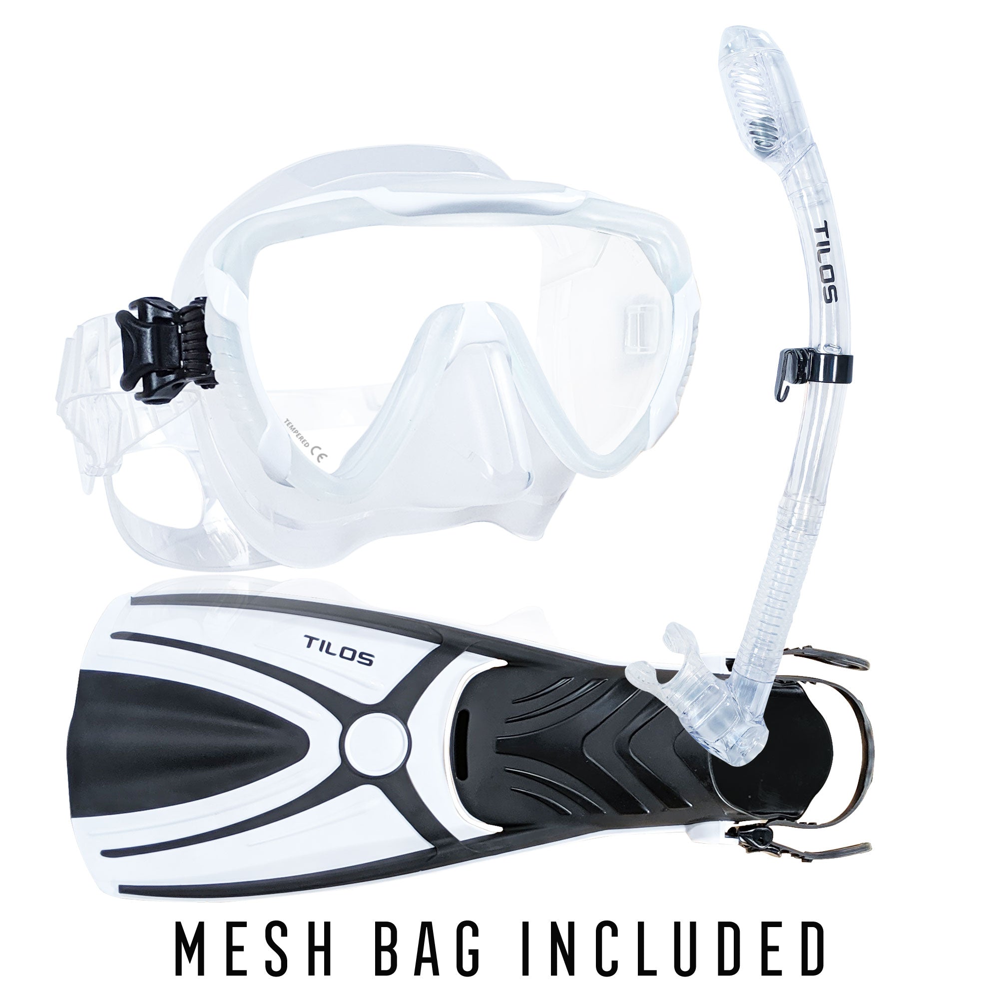 Morphi Mask with Diver Sleek Dry Snorkel and Aubade Fins Package — Tilos