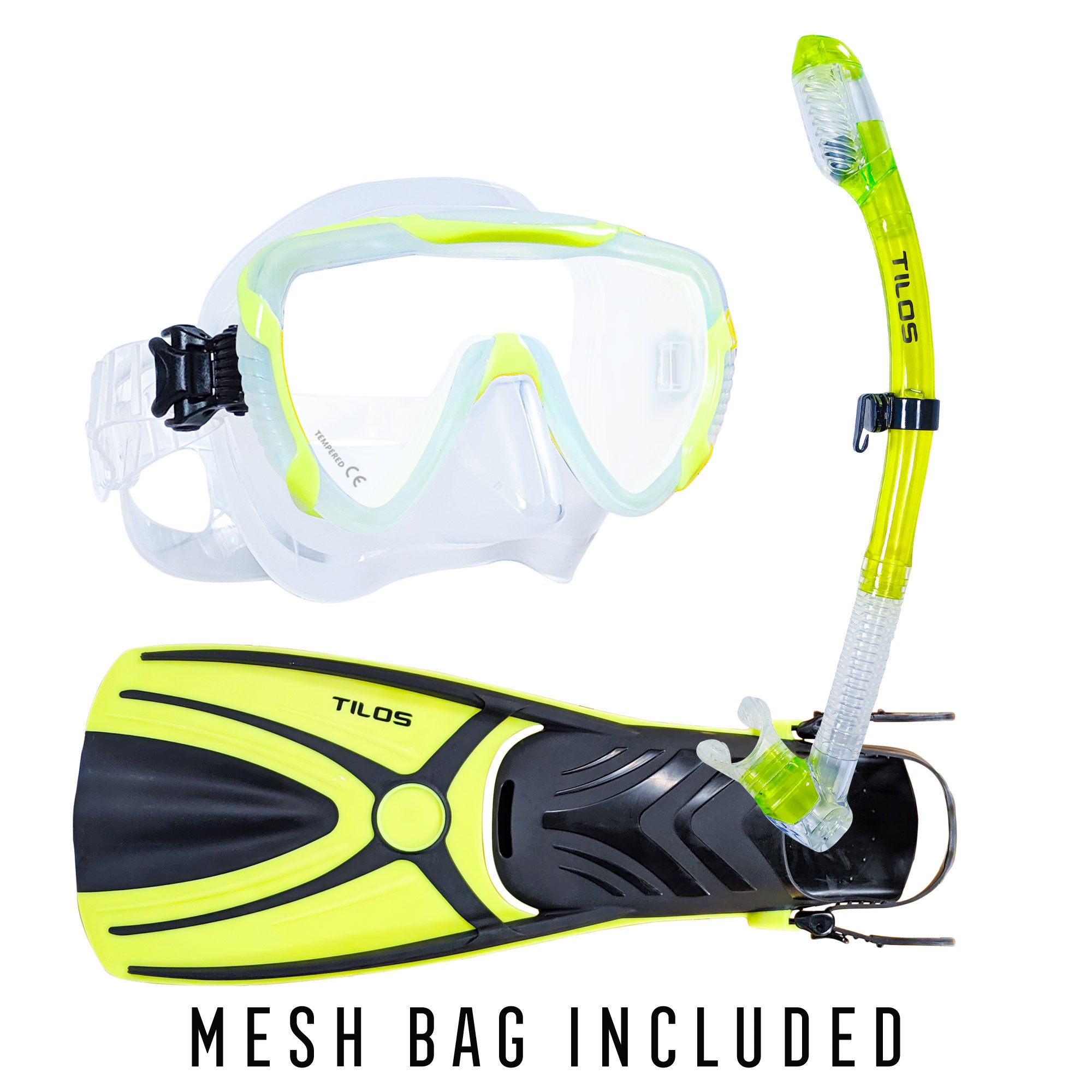 Morphi Mask with Diver Sleek Dry Snorkel and Aubade Fins Package — Tilos