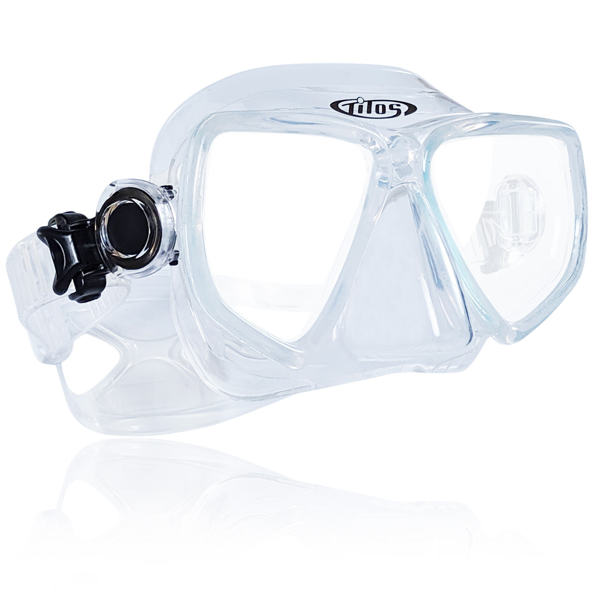 Tilos Frameless Flex Mask — front view showing lens and silicone skirt