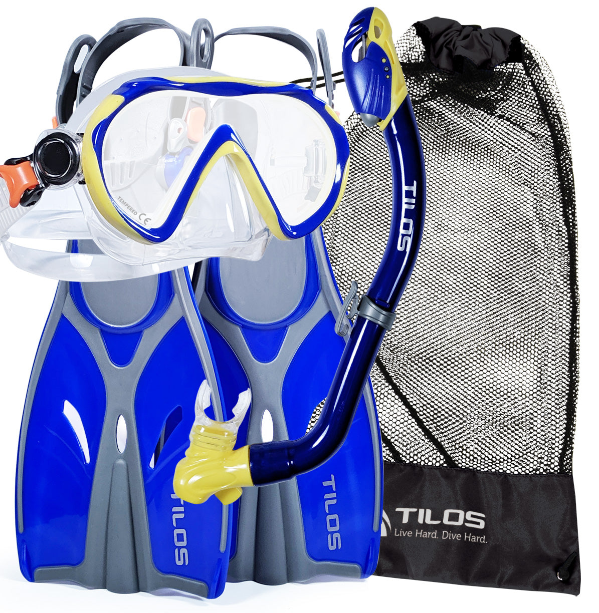 Tilos Jovie Junior Snorkeling Set with SOS Whistle — set components detail view
