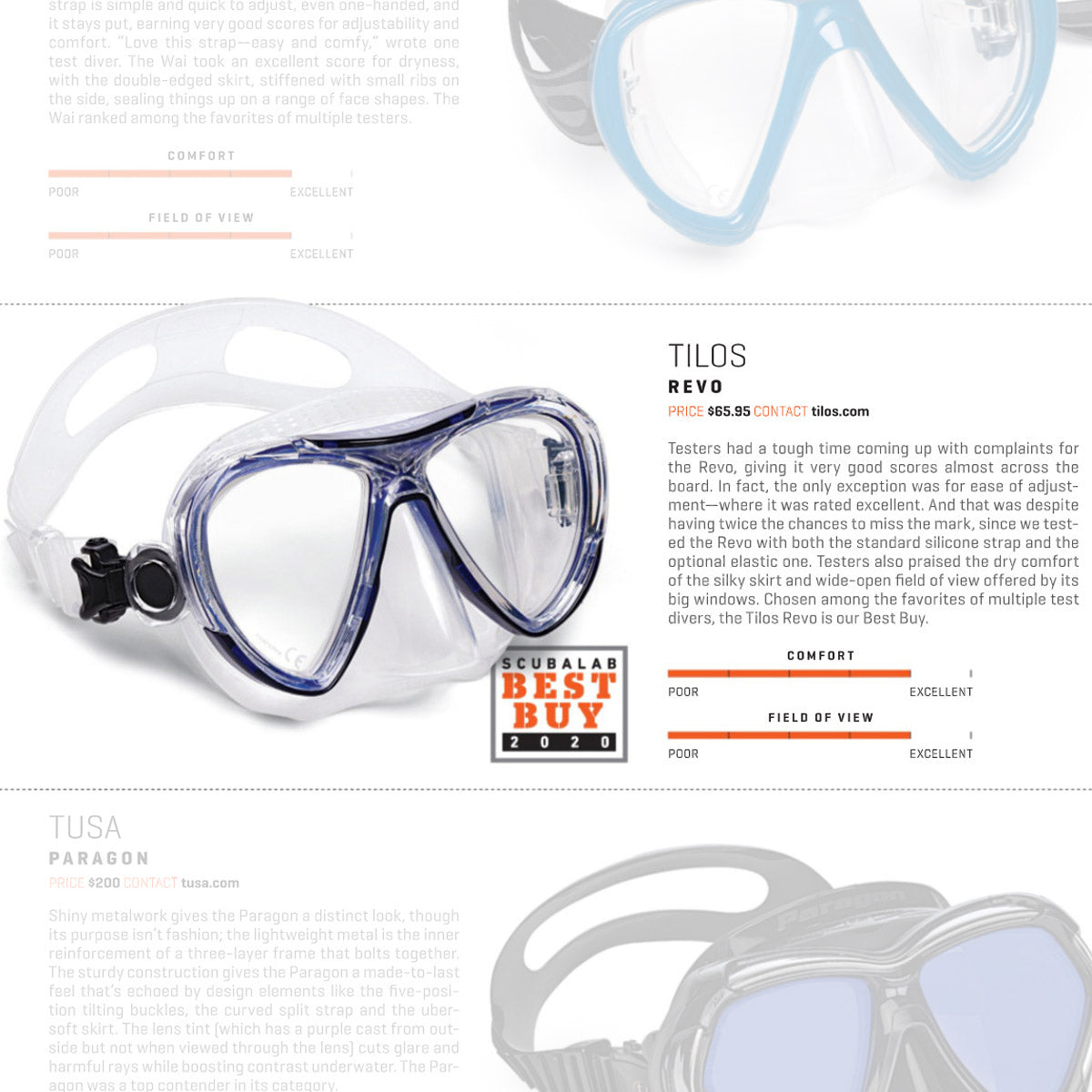Diver wearing the Tilos Revo Mask underwater