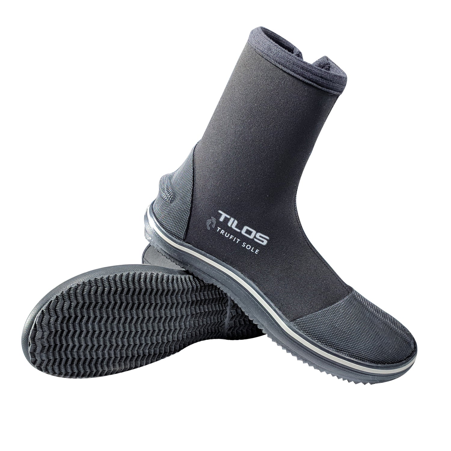 Tilos 5mm Rubber Toe Cap and Heel Trufit Boot — dive boot showing neoprene upper and rubber sole