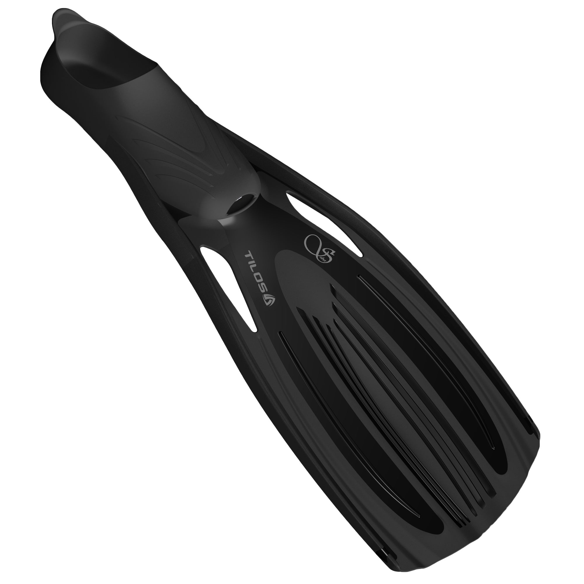 Tilos Saber Full Foot Fin in black — full foot fin showing blade and foot pocket