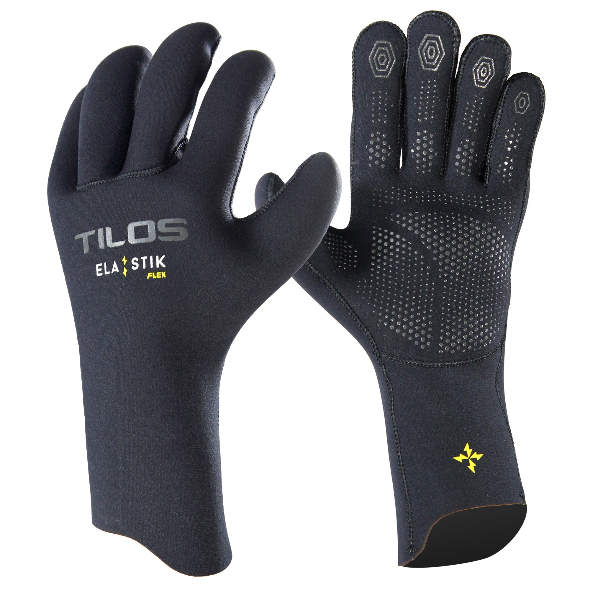 Tilos 2mm Elastik SuperStretch Gloves — neoprene dive glove, back of hand view