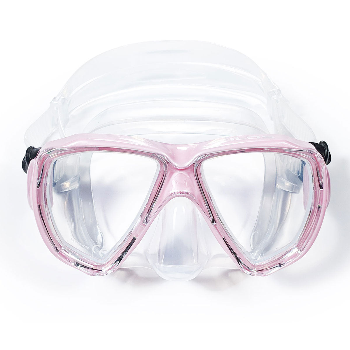 Tilos Cyclops II Kids Double Lens Mask in pink — kids dive mask front view