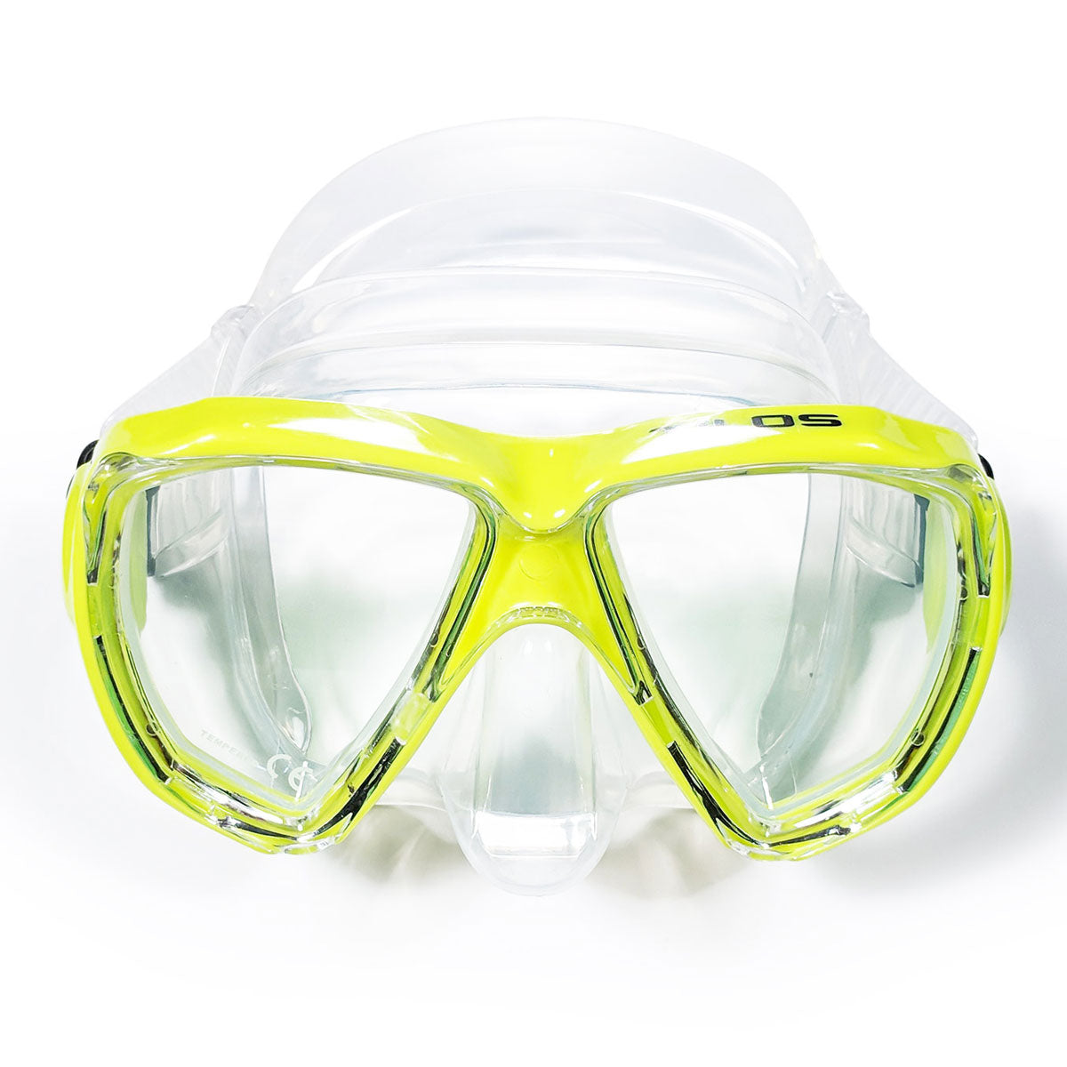 Tilos Cyclops II Kids Double Lens Mask in yellow — kids dive mask front view