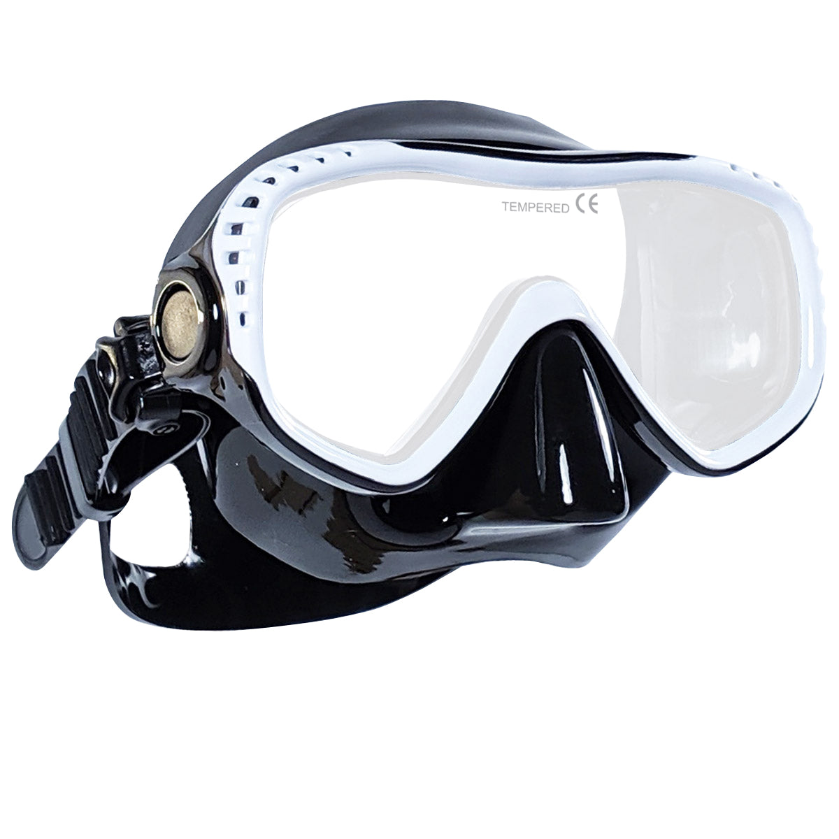 Tilos Visionary II Mask in white — front view showing lens and silicone skirt