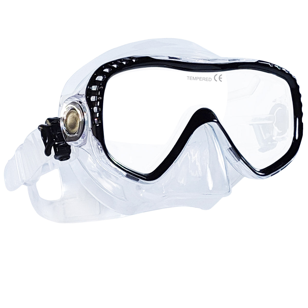 Tilos Visionary II Mask in black — front view showing lens and silicone skirt