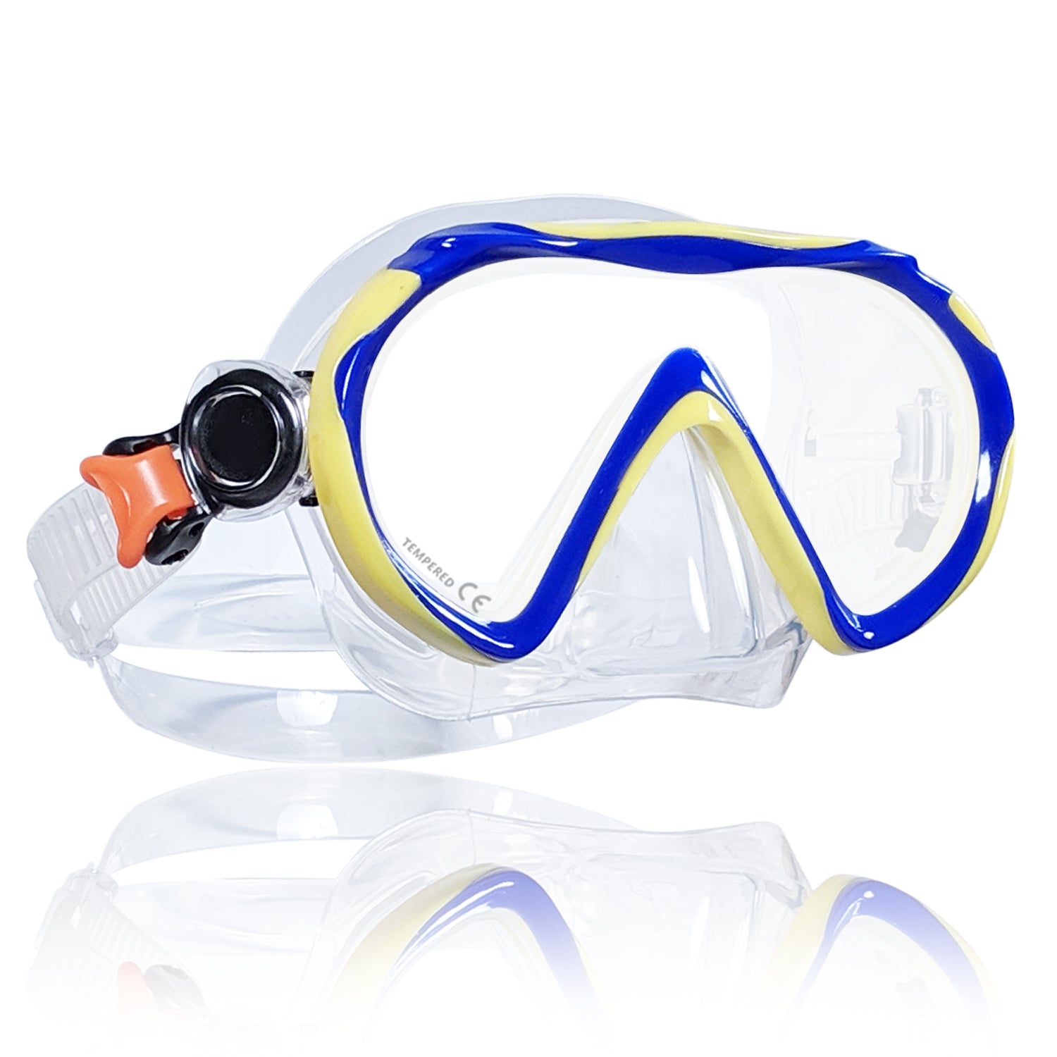 Tilos Jovie Single Lens Mask for Kids in yellow — kids dive mask front view