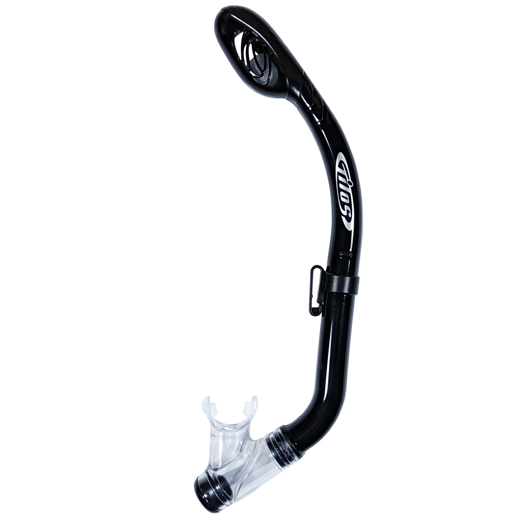 Tilos Crescent Snorkel Jr in black — kids snorkel with mouthpiece