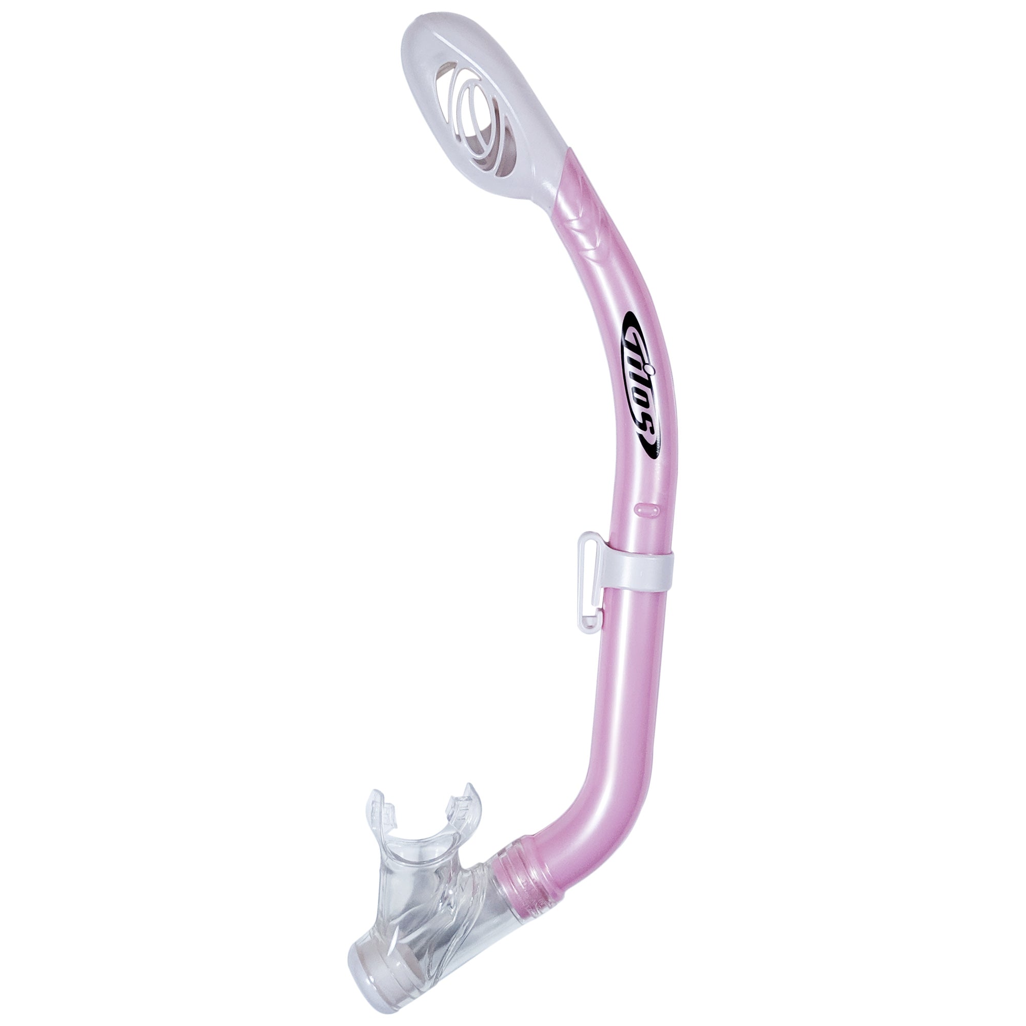 Tilos Crescent Snorkel Jr in pink — kids snorkel with mouthpiece