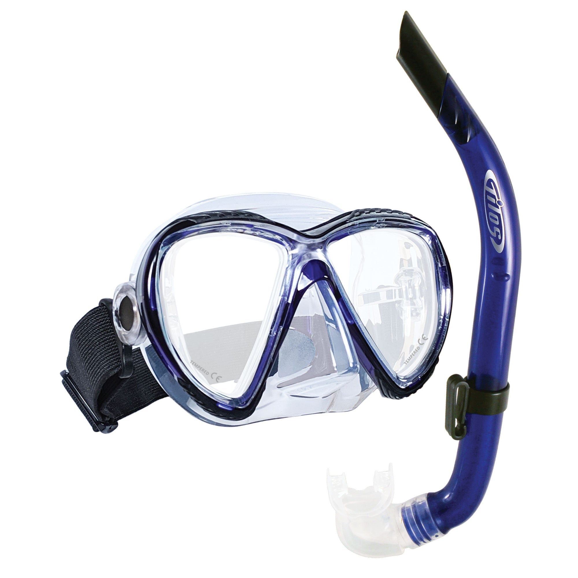 Tilos Cogito Mask with JX2 Snorkel Combo Set in blue — mask and snorkel set, product view