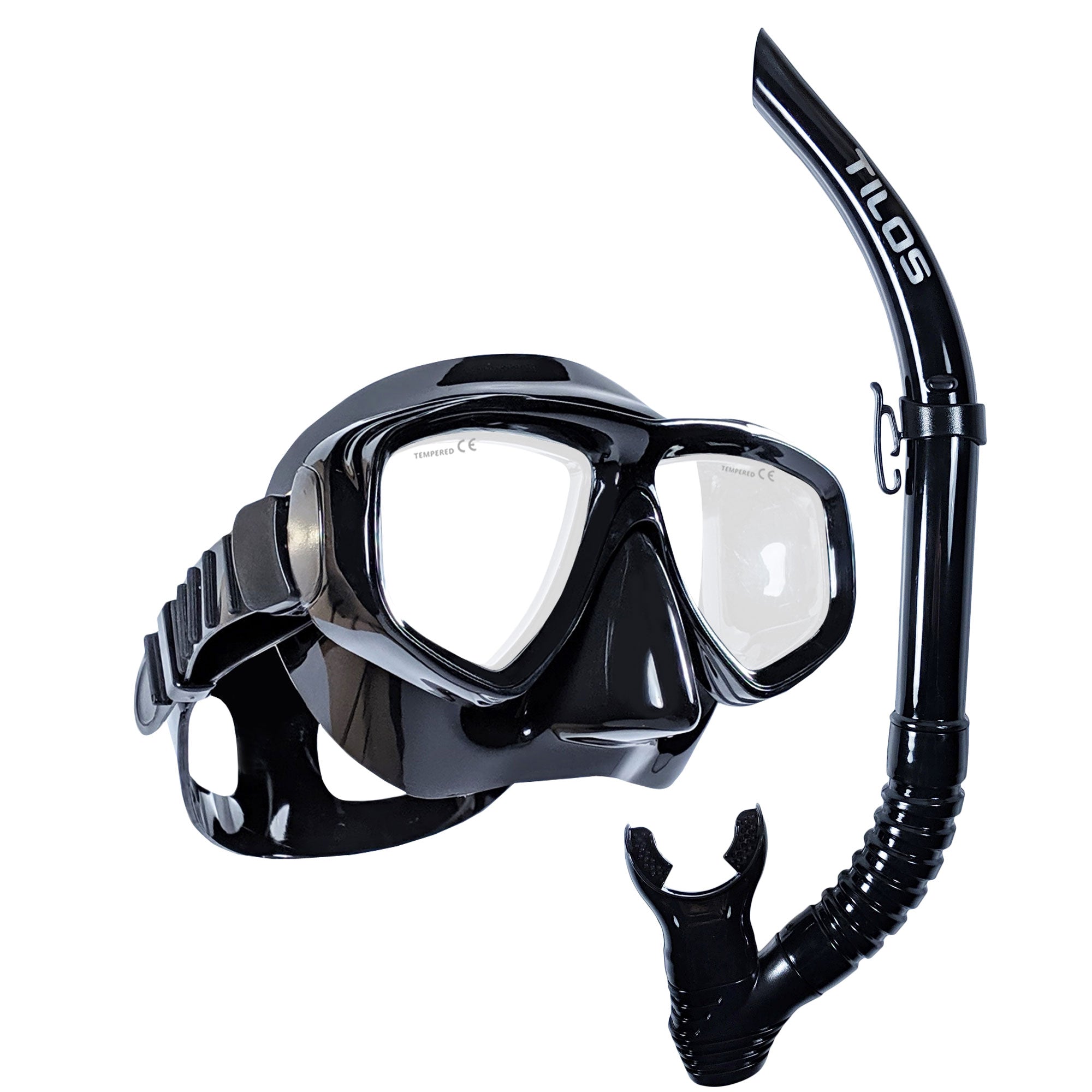 Tilos Fantasia Mask with U-Pro II Flex Snorkel Combo Set in black — mask and snorkel set, product view
