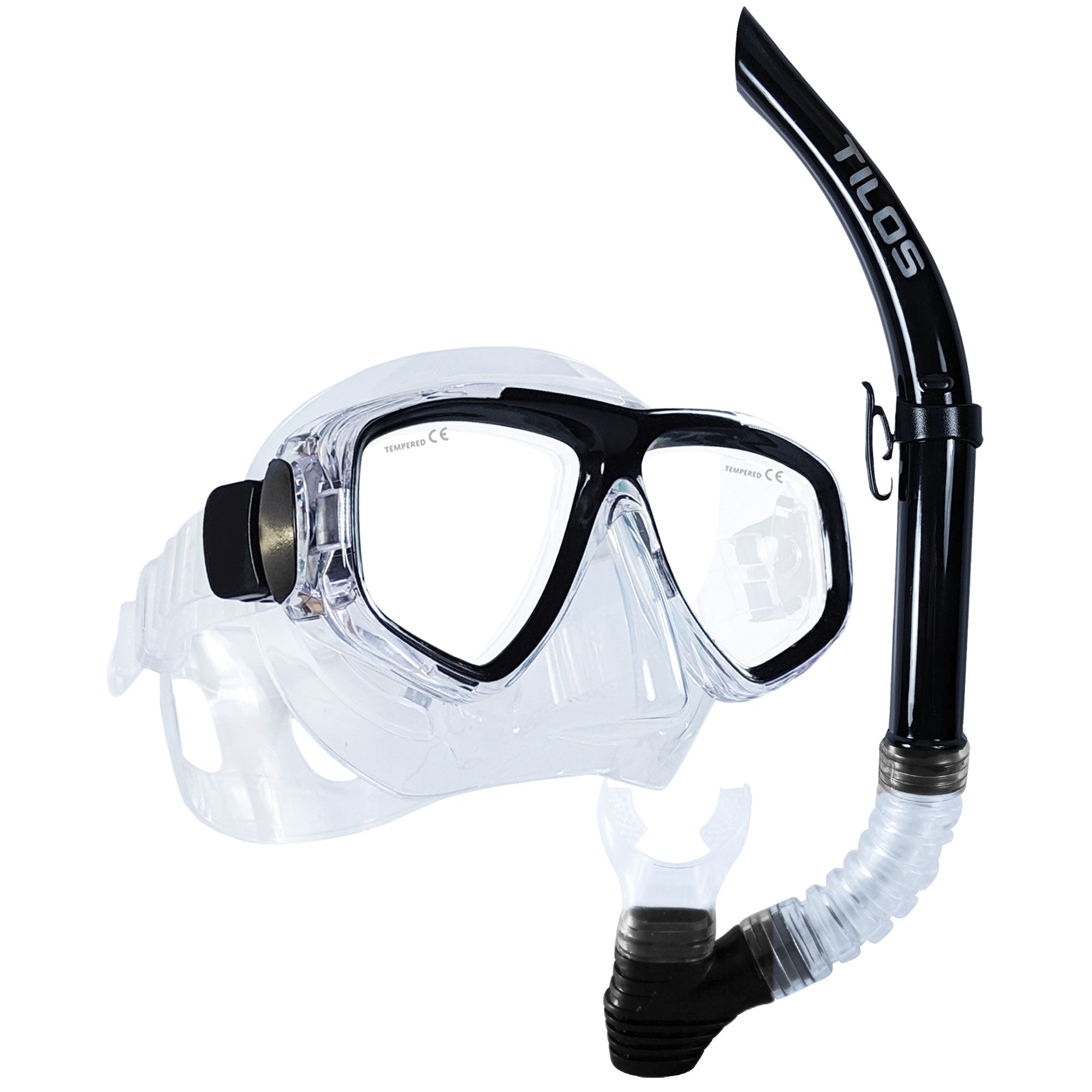 Tilos Fantasia Mask with U-Pro II Flex Snorkel Combo Set in black — mask and snorkel set, alternate view