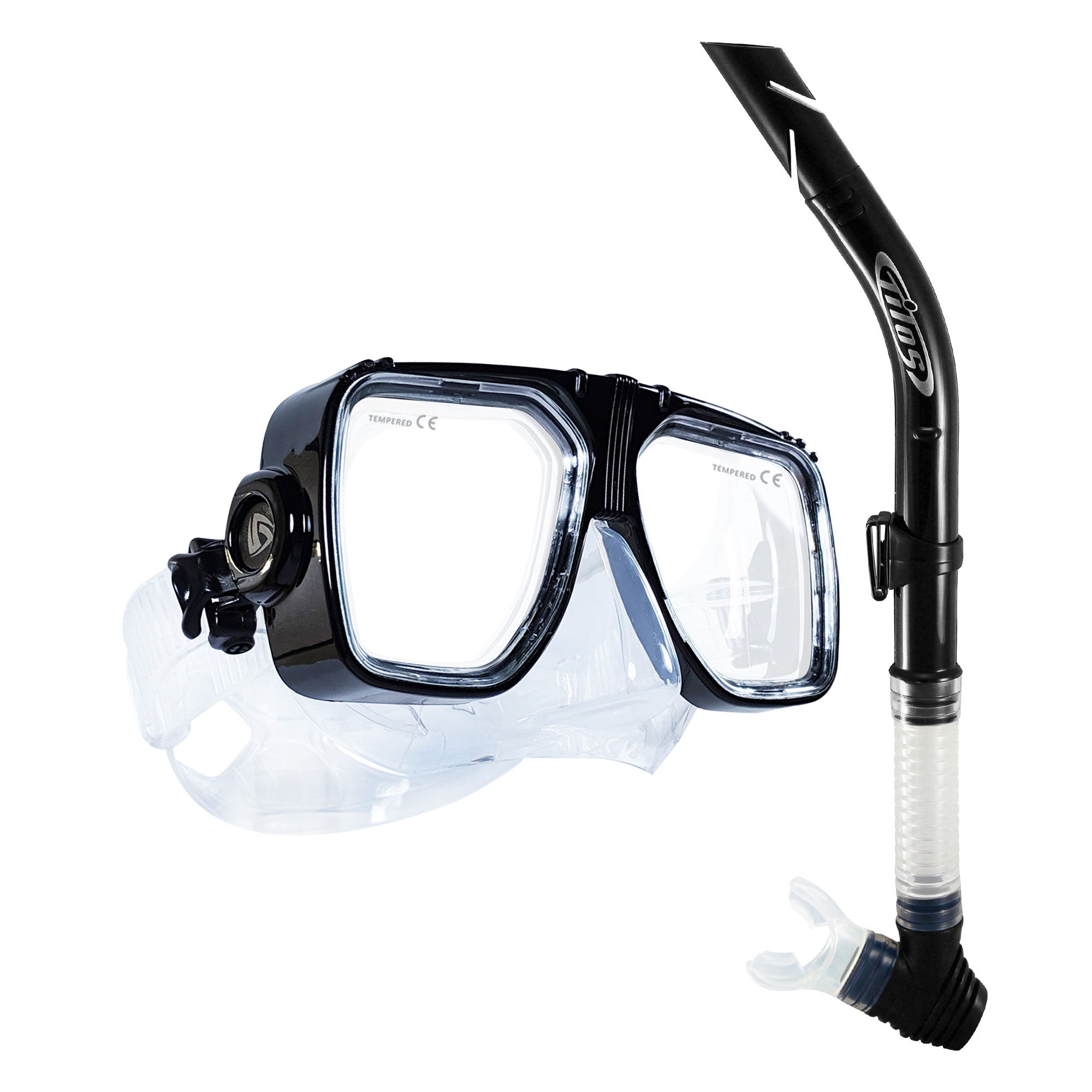 Tilos Universal Mask and Splash Snorkel Set in black — mask and snorkel set, alternate view