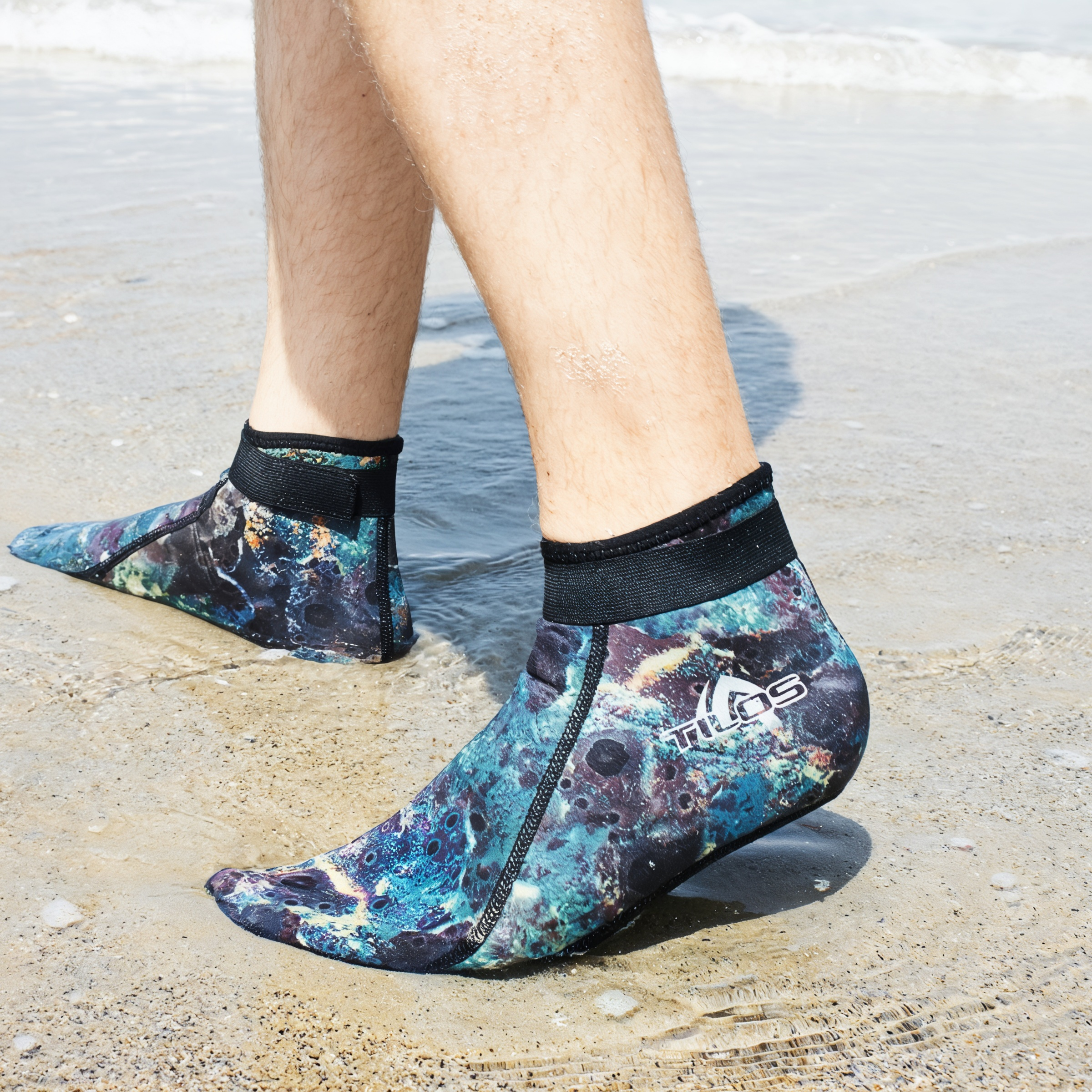 Tilos 2mm Mid-High Top Socks — water sock showing neoprene upper and sole
