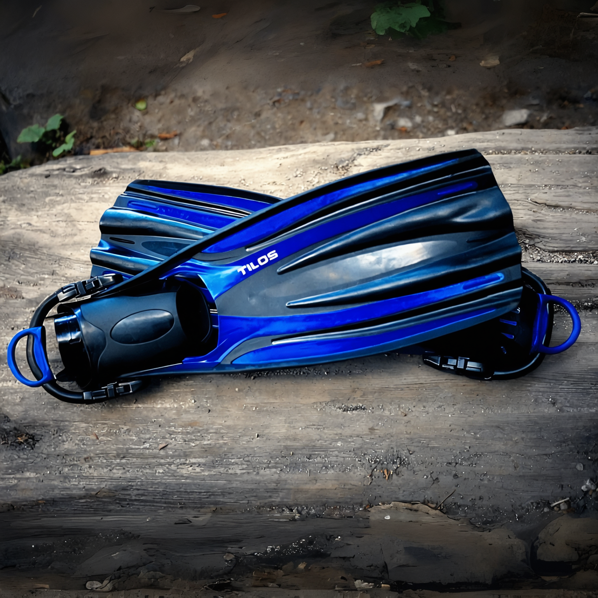 Tilos Forager Open Heel Diving Fins — open heel fin, front view showing blade and foot pocket