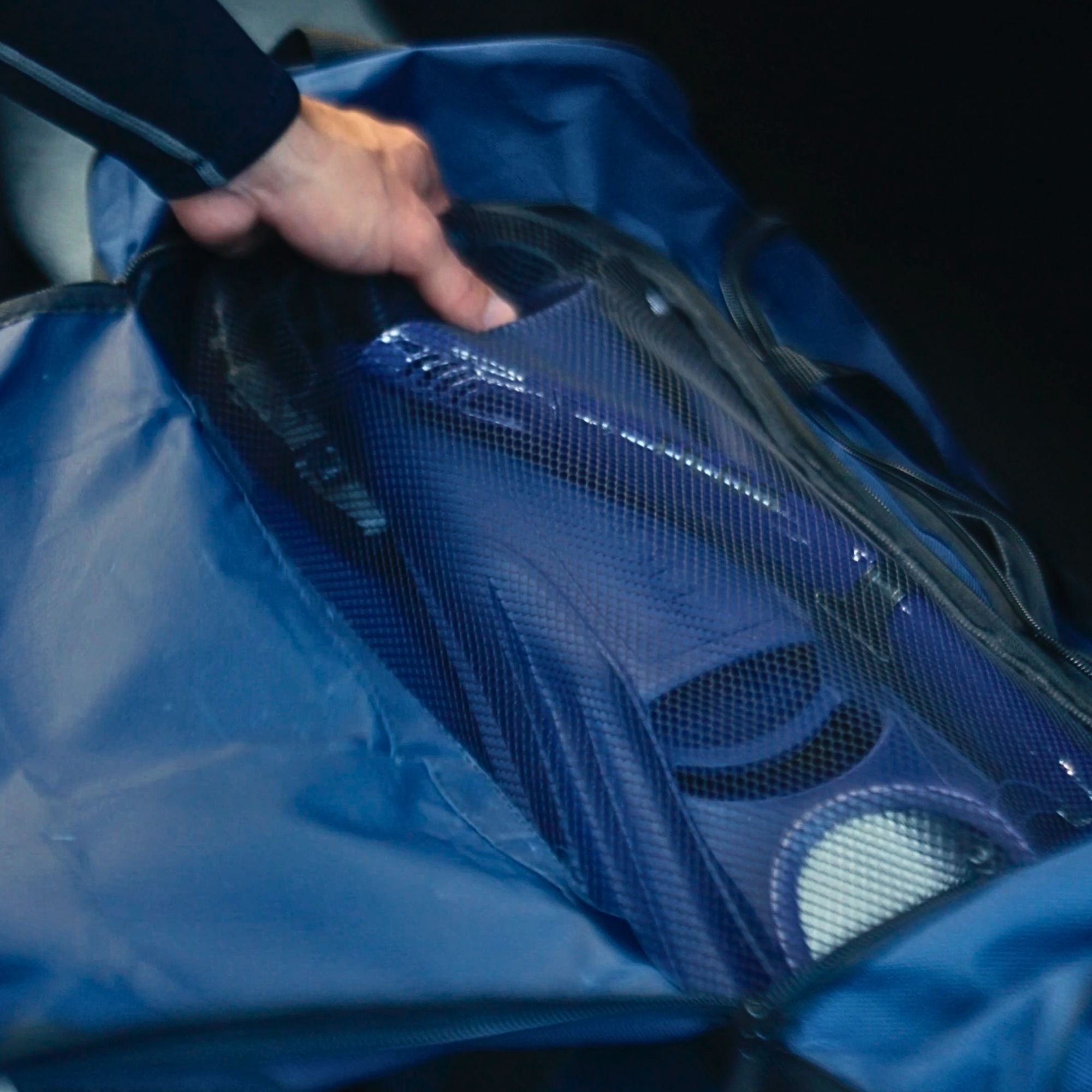 Tilos Technix Open Heel Travel Fins — open heel fin, front view showing blade and foot pocket
