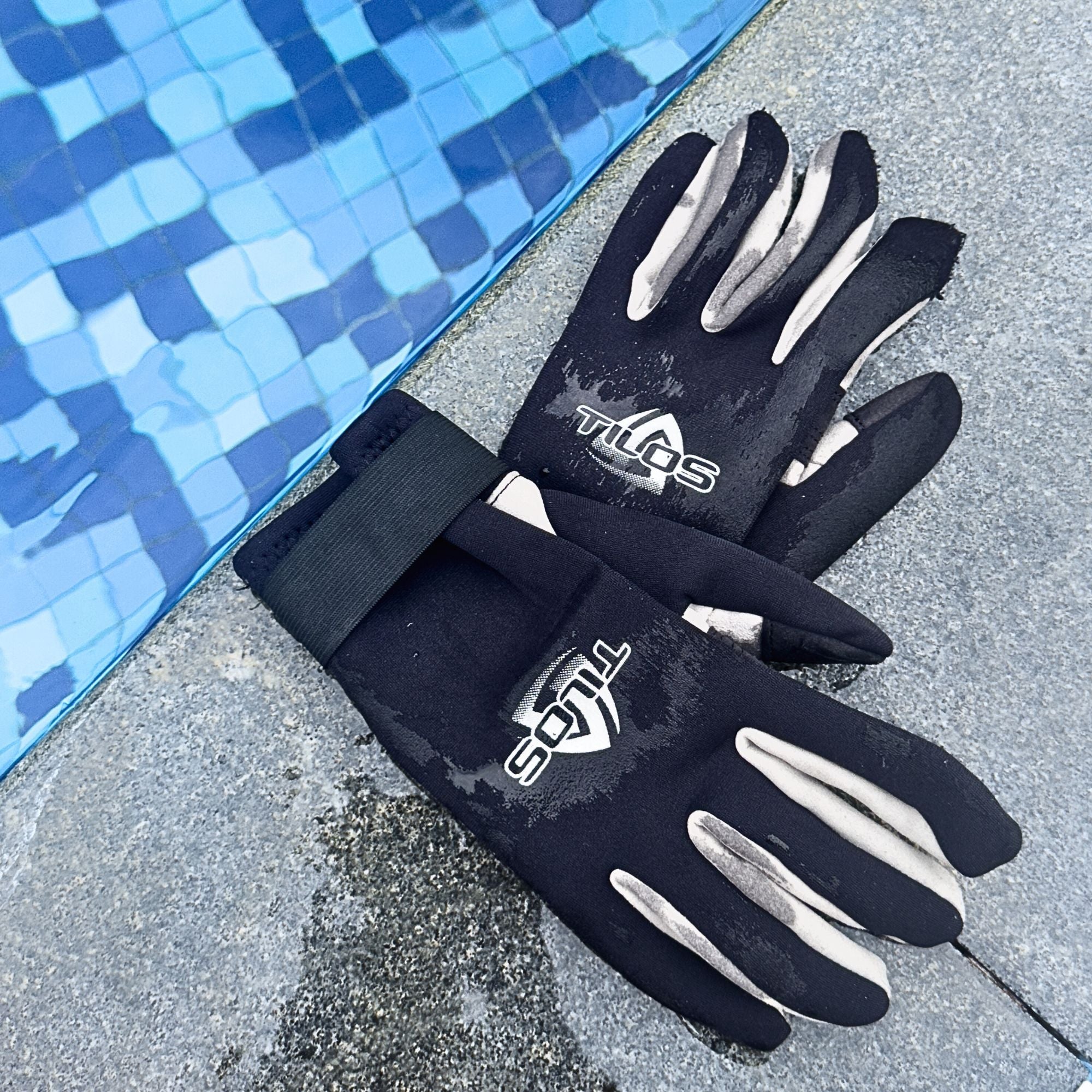 Tilos 1.5mm Tropical-X Neoprene Glove — palm view showing grip texture