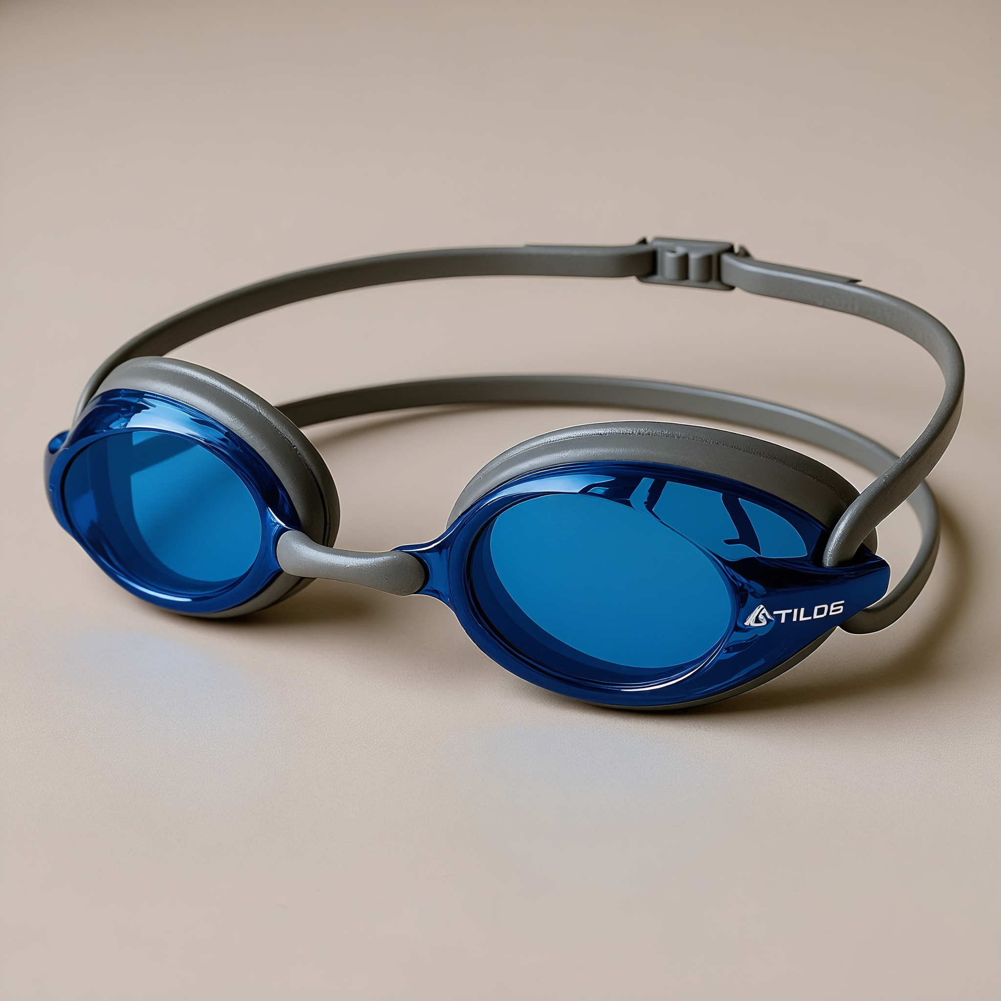 Tilos Vynix Triathlon/Swimming Goggles in blue — swim goggles showing lens and silicone gasket