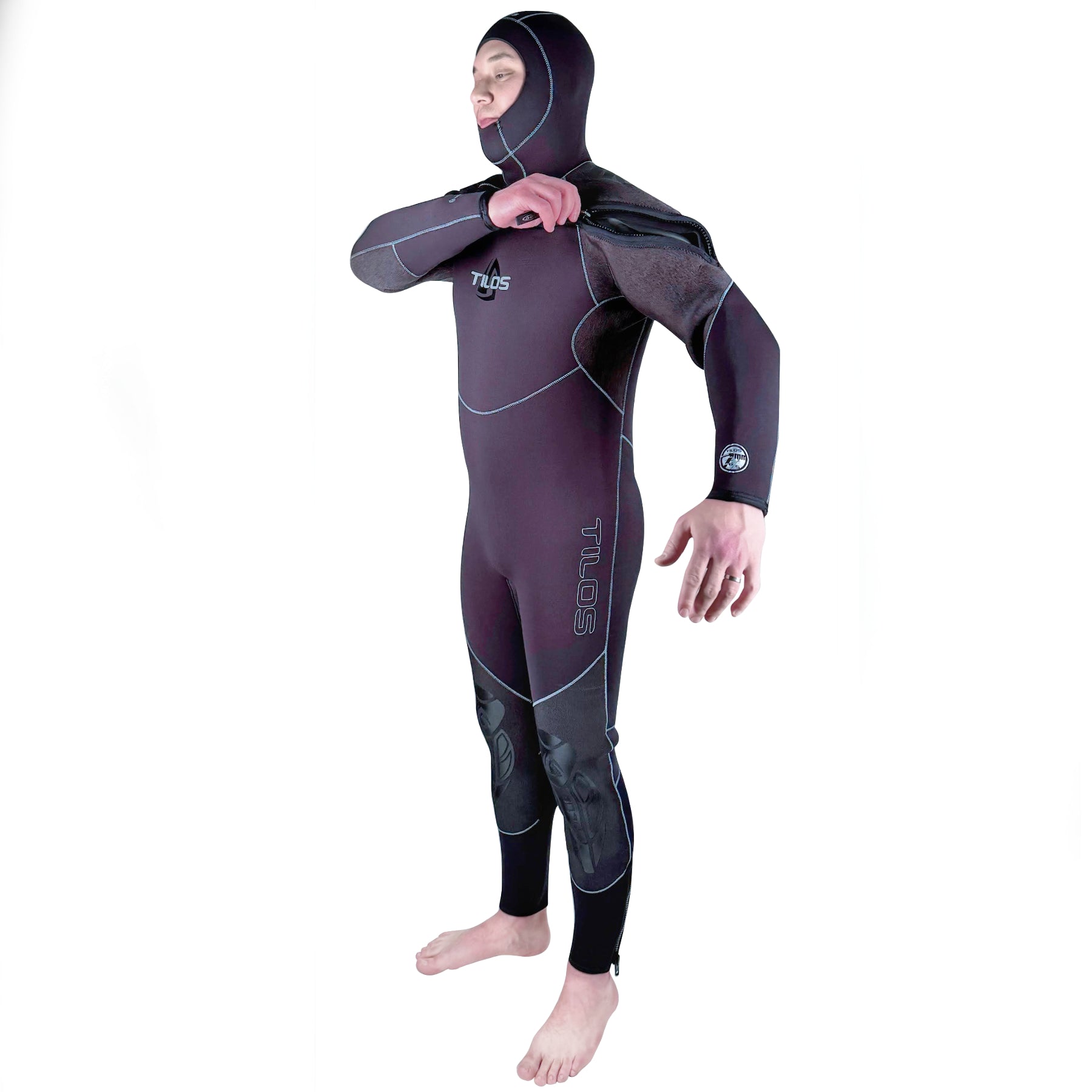Tilos 7/6/5mm Skyros Supreme Stretch Hooded Suit — mens wetsuit front view
