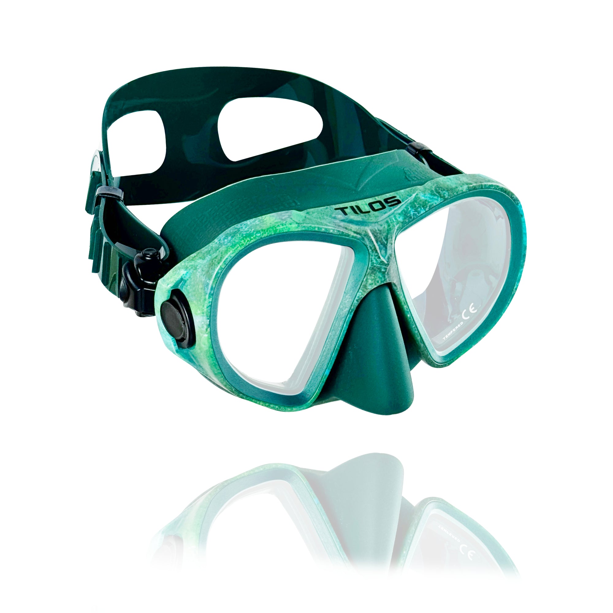 Tilos AquaStalk Dive Mask — front view showing lens and silicone skirt
