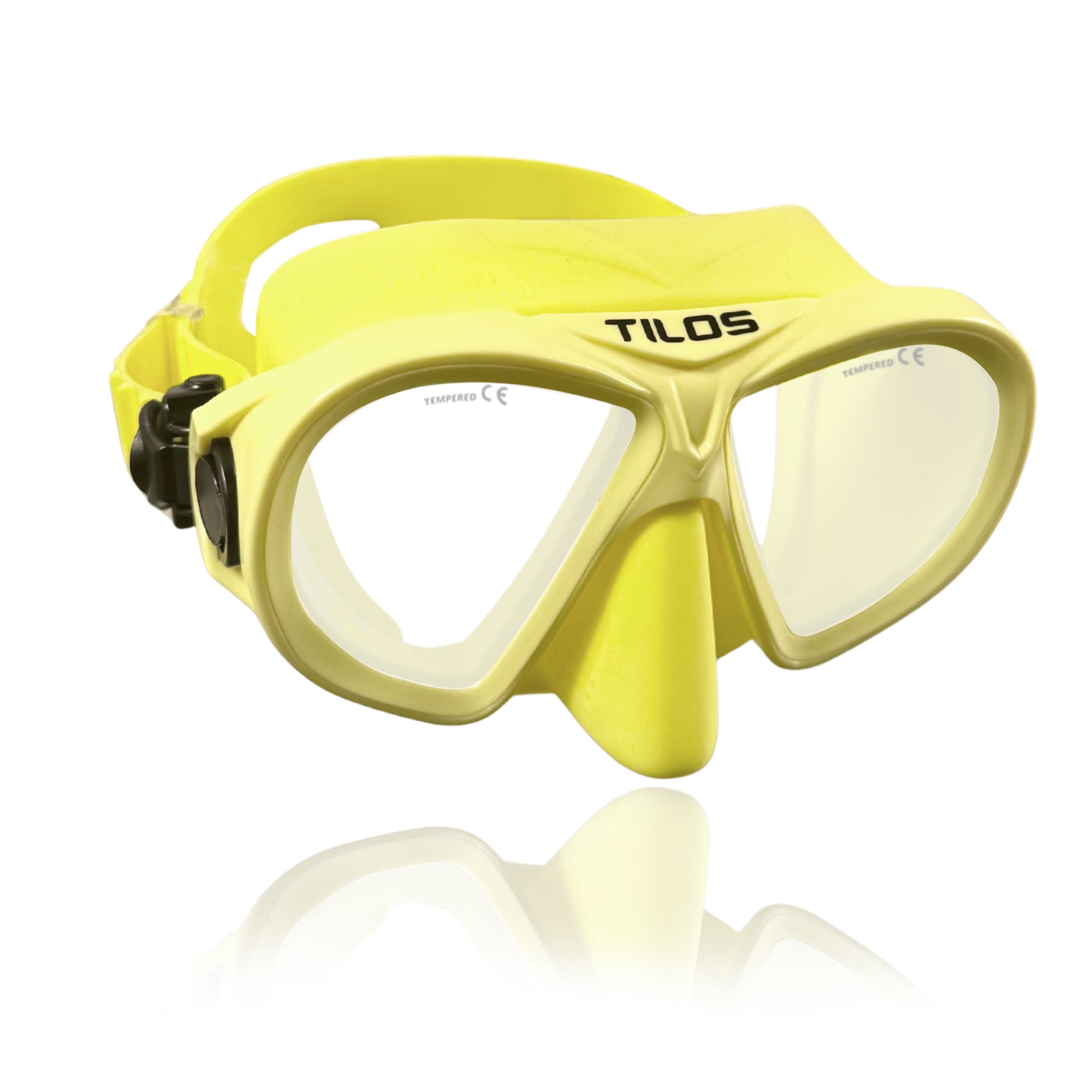 Tilos AquaStalk Dive Mask — side profile showing skirt and strap