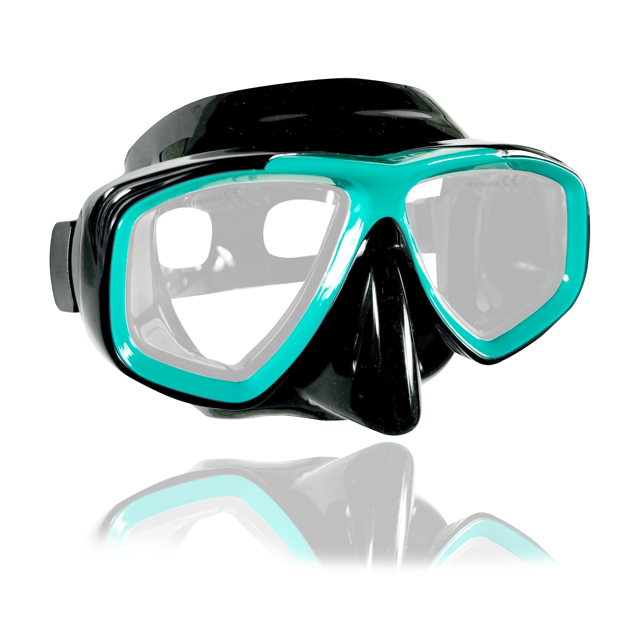 Tilos Fantasia Dual Lens Snorkel Mask in green — side profile showing skirt and strap