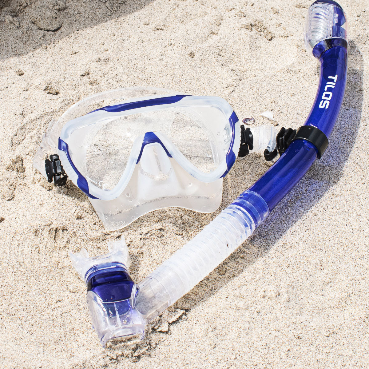 Tilos Morphi Mask with Diver Sleek Snorkel Combo Set in teal blue — mask and snorkel set, alternate view