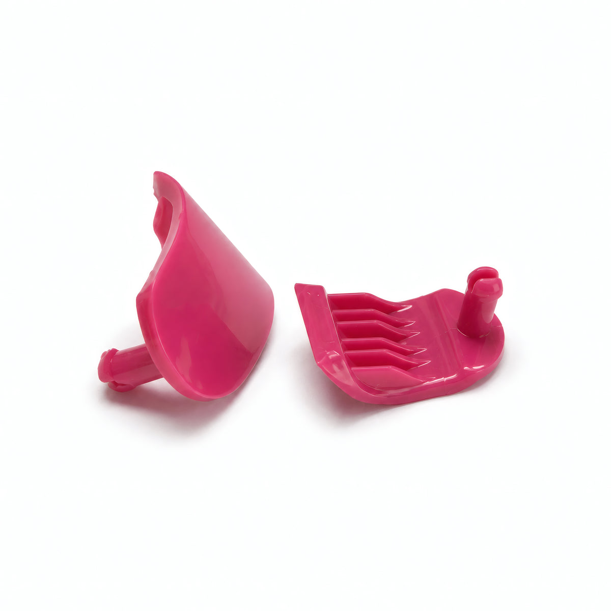 Pink Tilos MA-C1 mask buckle replacement components, two-piece studio view