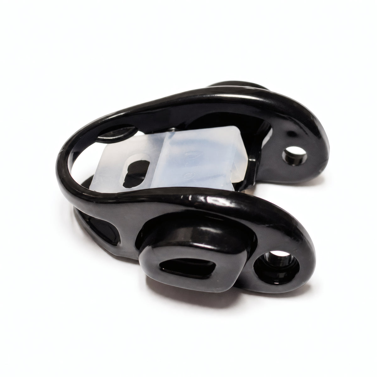 Tilos mask buckle replacement part F5 in black, studio view