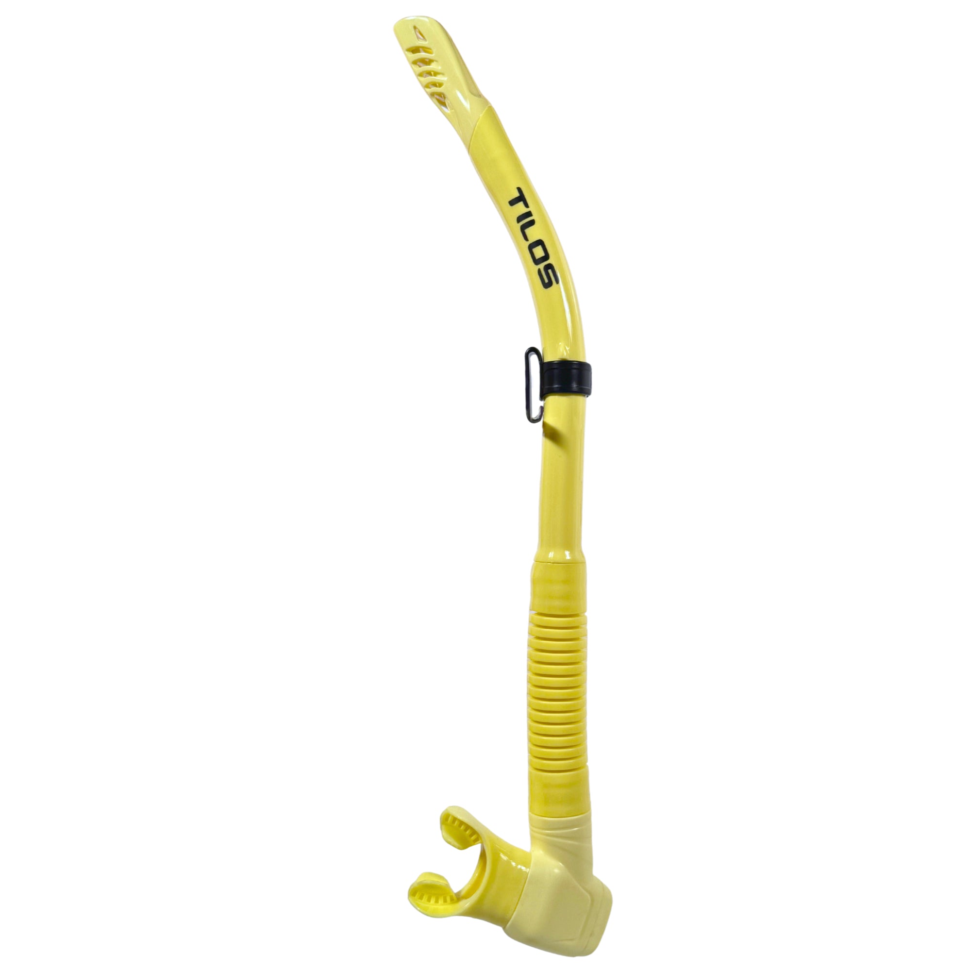 Tilos Hi-Flow 2 Semi-Dry Snorkel — full snorkel showing dry top valve and mouthpiece