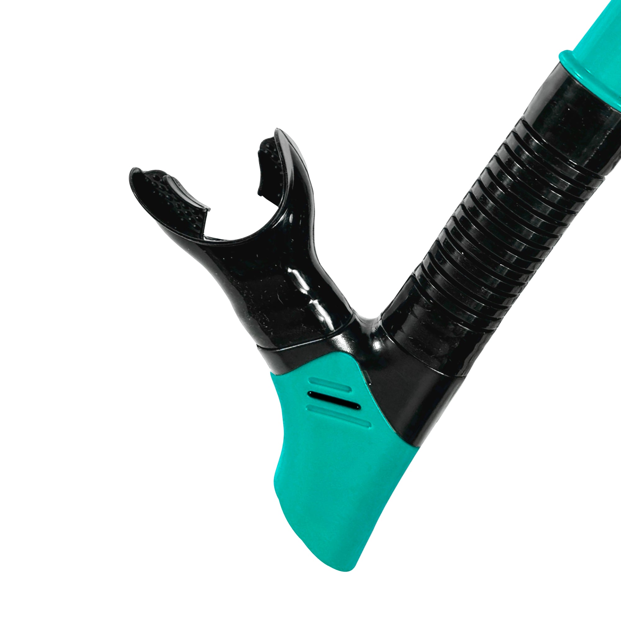 Tilos 100% Dry Snorkel in green — full snorkel showing dry top valve and mouthpiece