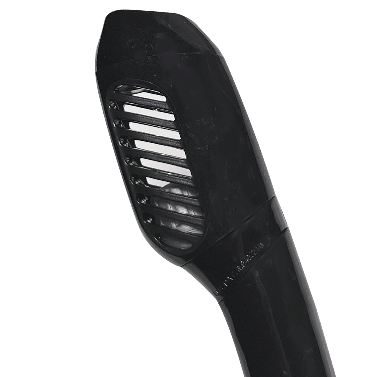 Tilos Diver Sleek Dry in black — full snorkel showing dry top valve and mouthpiece