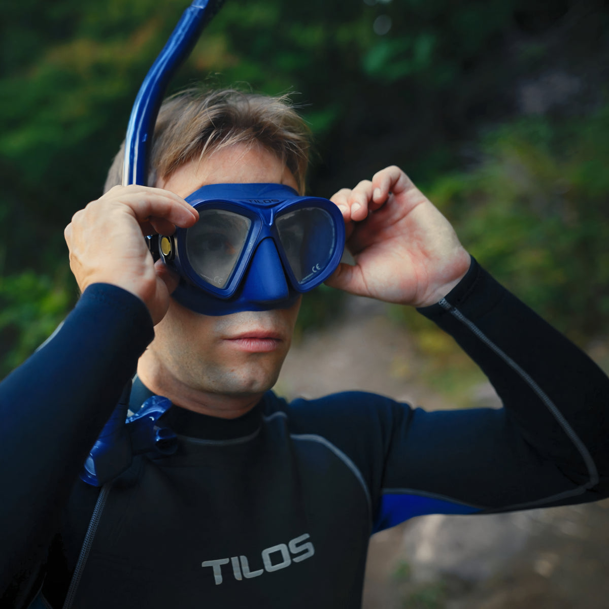 Aquastalk Mask with Hi-Flow II Semi-Dry Snorkel and Technix  OH Fins — Tilos