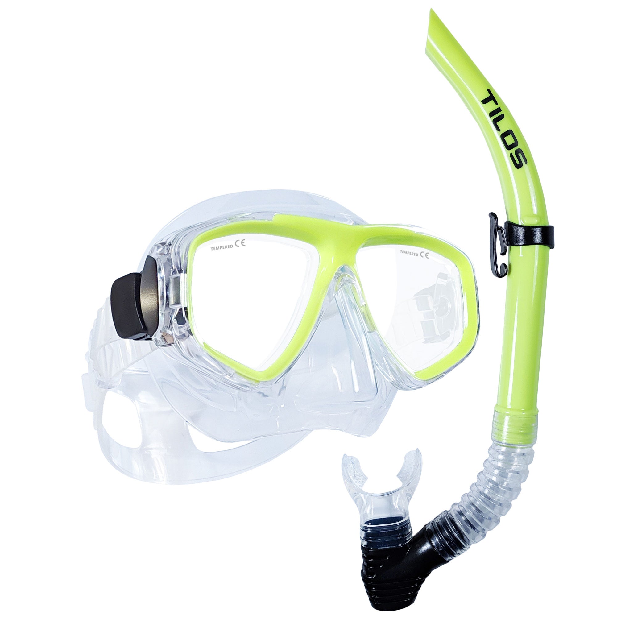 Tilos Fantasia Mask  with U-Pro II Flex Snorkel Combo Set in yellow — mask and snorkel set, alternate view