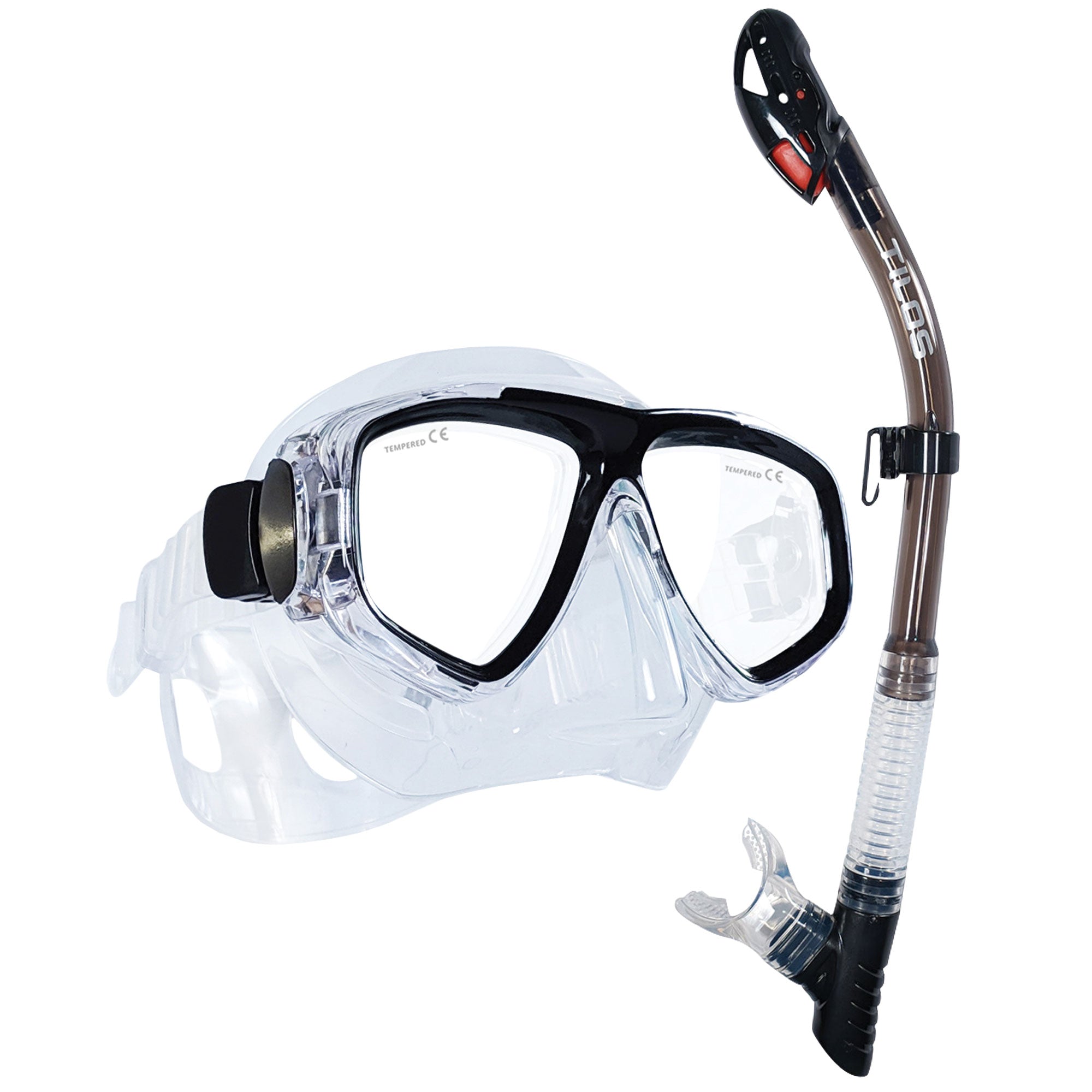 Tilos Fantasia Mask with Ari Dry Snorkel Combo Set in black — mask and snorkel set, alternate view